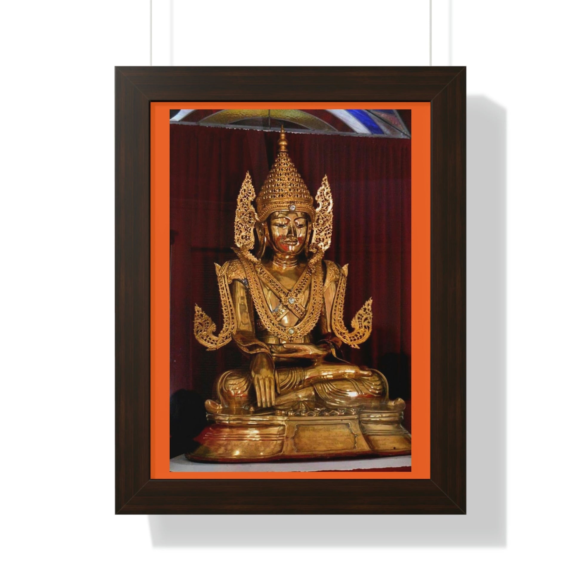 Buddhism - Framed Vertical Poster - TKAM Monastery CA USA - Main Buddha of Pagoda - Blessed by Taungpulu Sayadaw of Burma - Print in USA - Green Forest Home