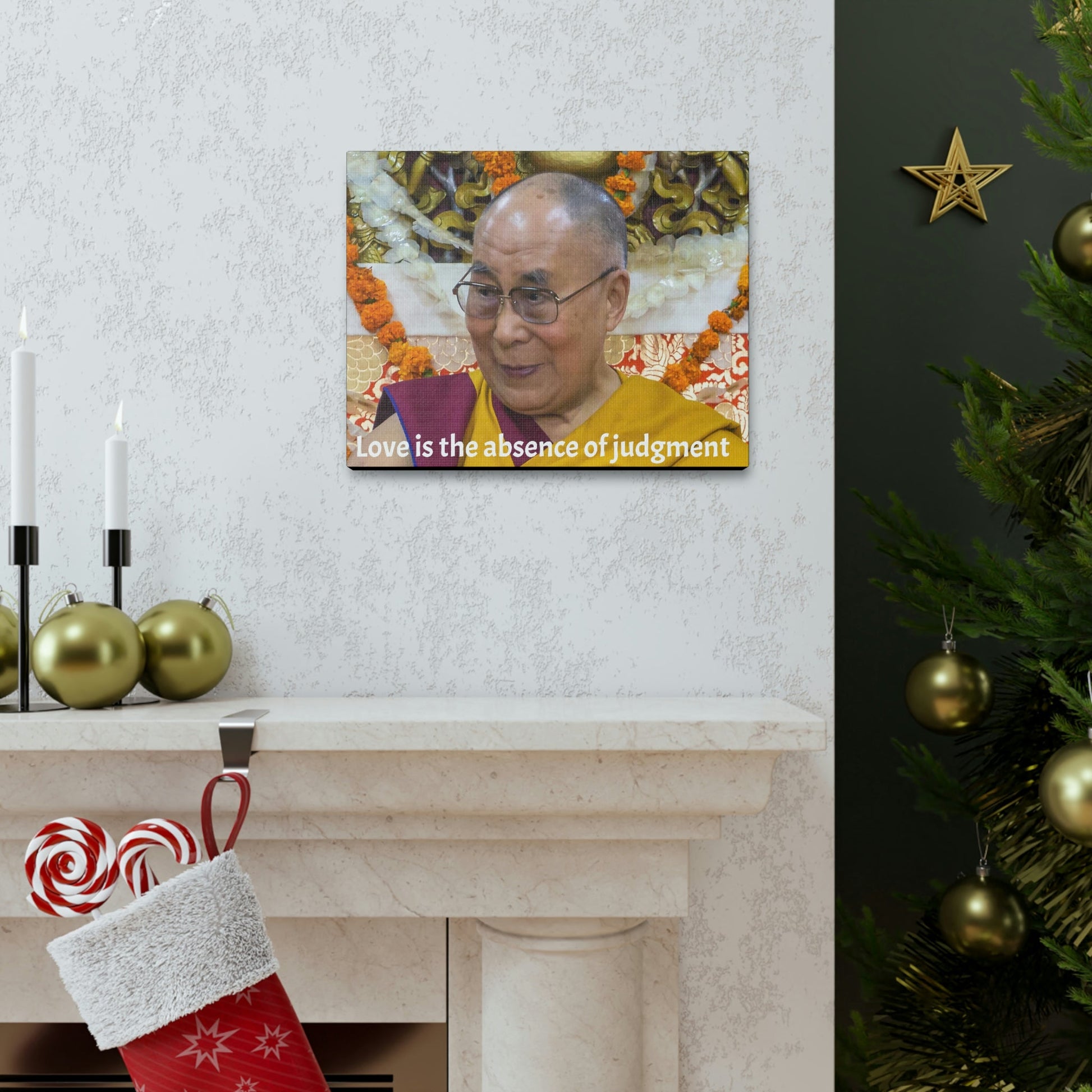 BUDDHISM - SMALL Canvas Gallery Wraps - Made in USA - The Dalai Lama - Exiled from Tiben by the military invasion by China - Green Forest Home