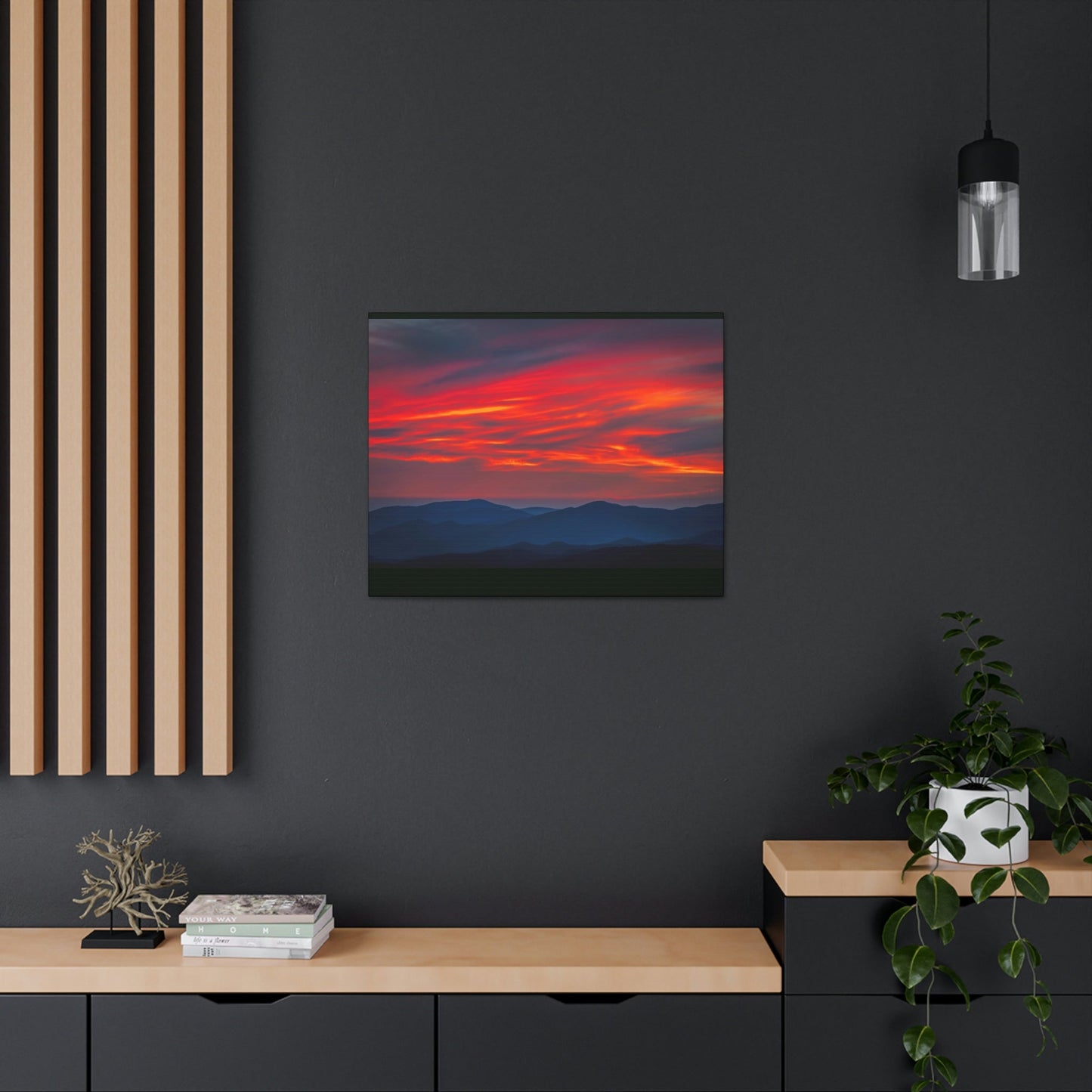 Canvas Gallery Wraps - Cloudy Golden sunset Clingman Dome at 6,643 feet - in Smoky Mountain National Park in Summer in Mountain National Park (SMNP) USA - Green Forest Home