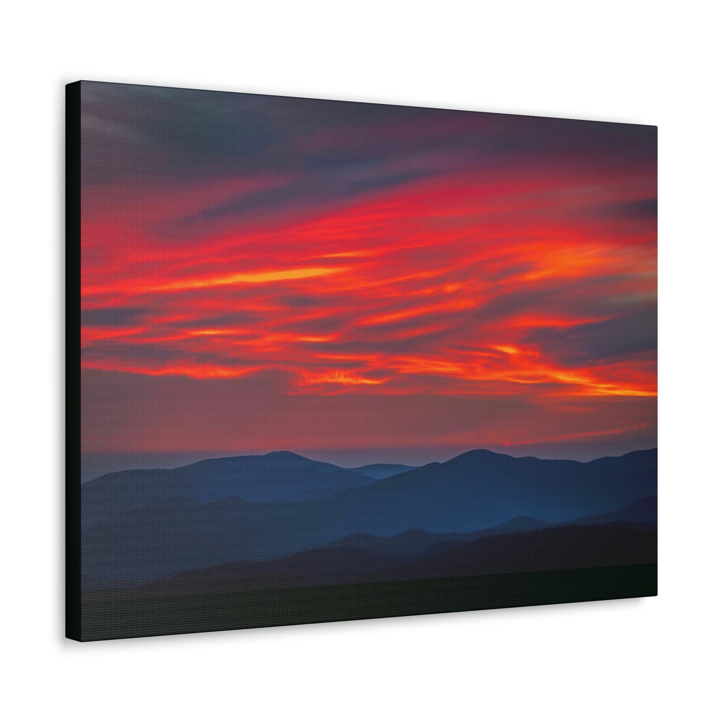 Canvas Gallery Wraps - Cloudy Golden sunset Clingman Dome at 6,643 feet - in Smoky Mountain National Park in Summer in Mountain National Park (SMNP) USA - Green Forest Home