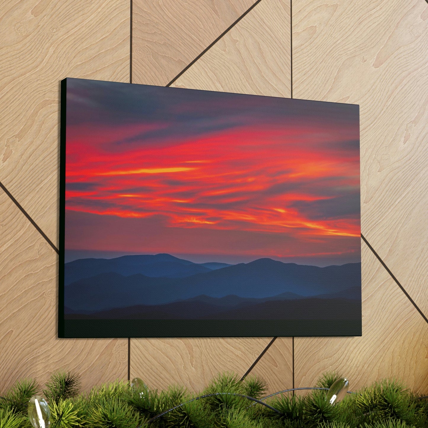 Canvas Gallery Wraps - Cloudy Golden sunset Clingman Dome at 6,643 feet - in Smoky Mountain National Park in Summer in Mountain National Park (SMNP) USA - Green Forest Home