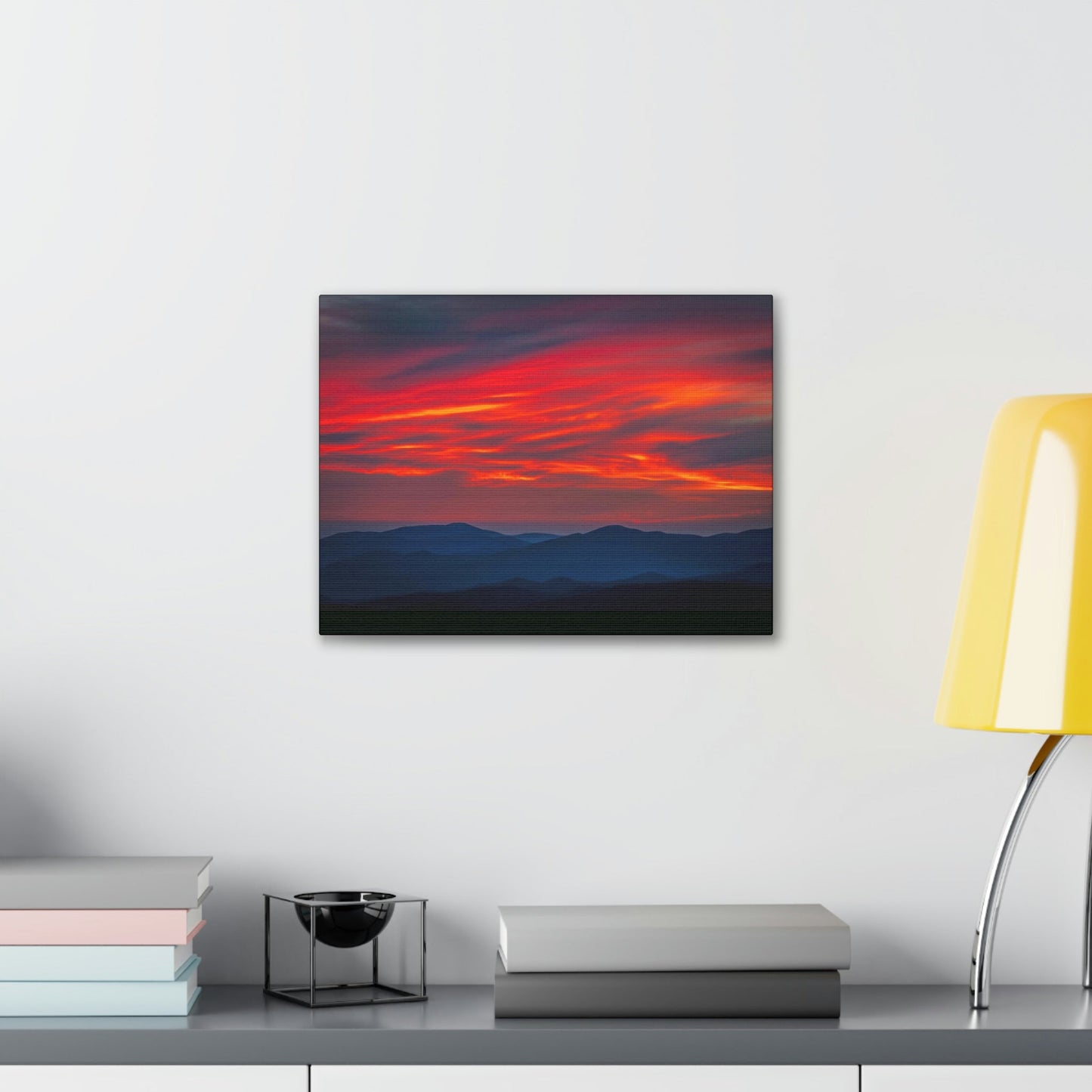 Canvas Gallery Wraps - Cloudy Golden sunset Clingman Dome at 6,643 feet - in Smoky Mountain National Park in Summer in Mountain National Park (SMNP) USA - Green Forest Home