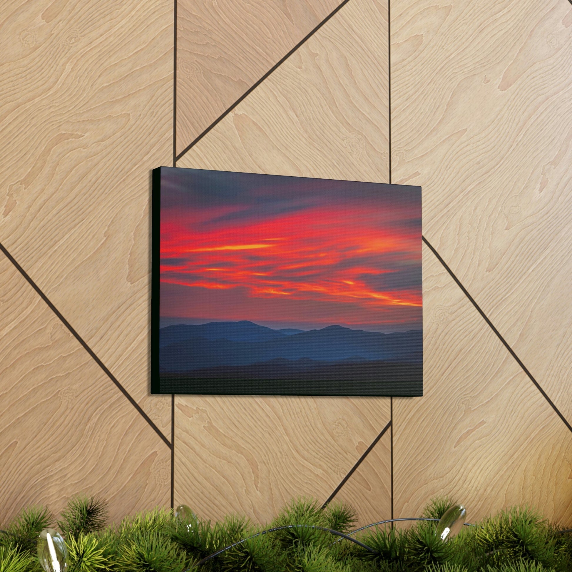 Canvas Gallery Wraps - Cloudy Golden sunset Clingman Dome at 6,643 feet - in Smoky Mountain National Park in Summer in Mountain National Park (SMNP) USA - Green Forest Home