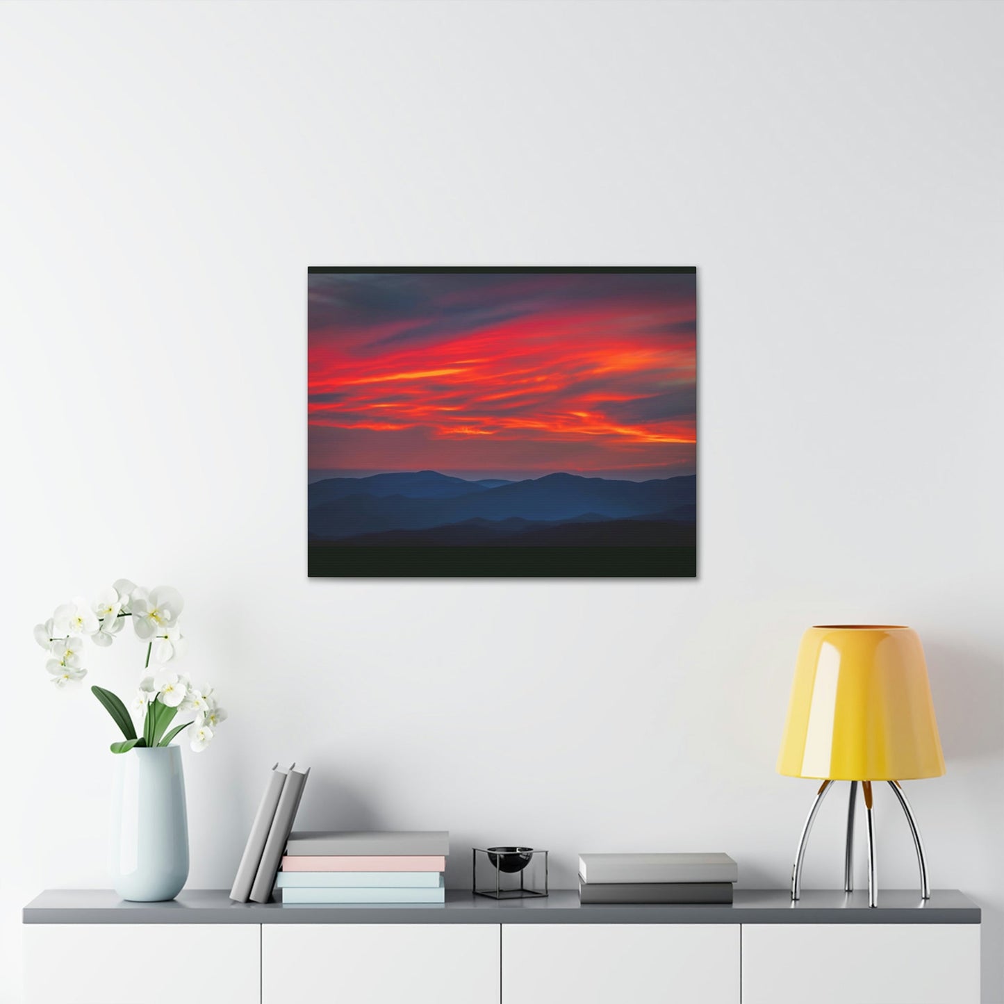 Canvas Gallery Wraps - Cloudy Golden sunset Clingman Dome at 6,643 feet - in Smoky Mountain National Park in Summer in Mountain National Park (SMNP) USA - Green Forest Home