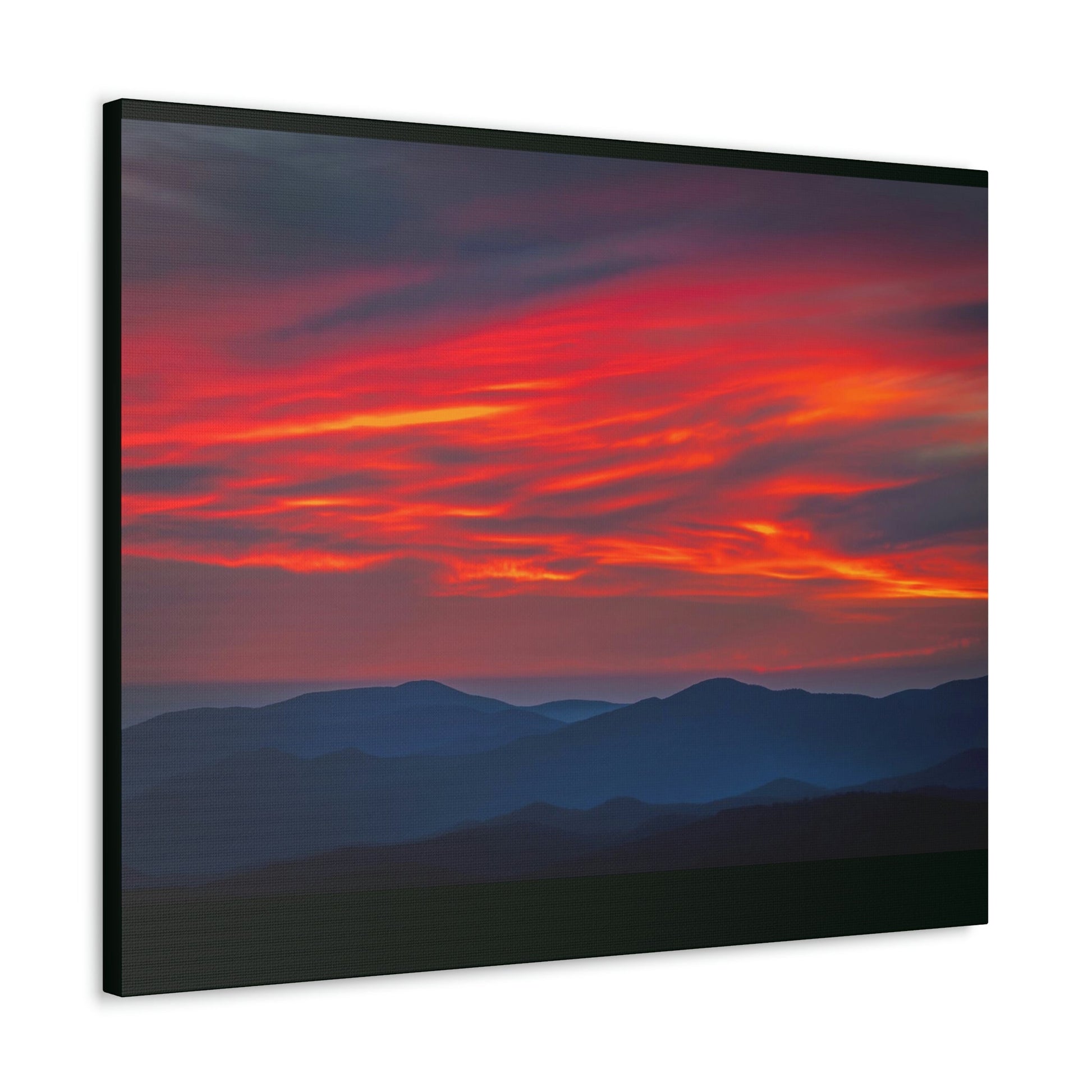 Canvas Gallery Wraps - Cloudy Golden sunset Clingman Dome at 6,643 feet - in Smoky Mountain National Park in Summer in Mountain National Park (SMNP) USA - Green Forest Home