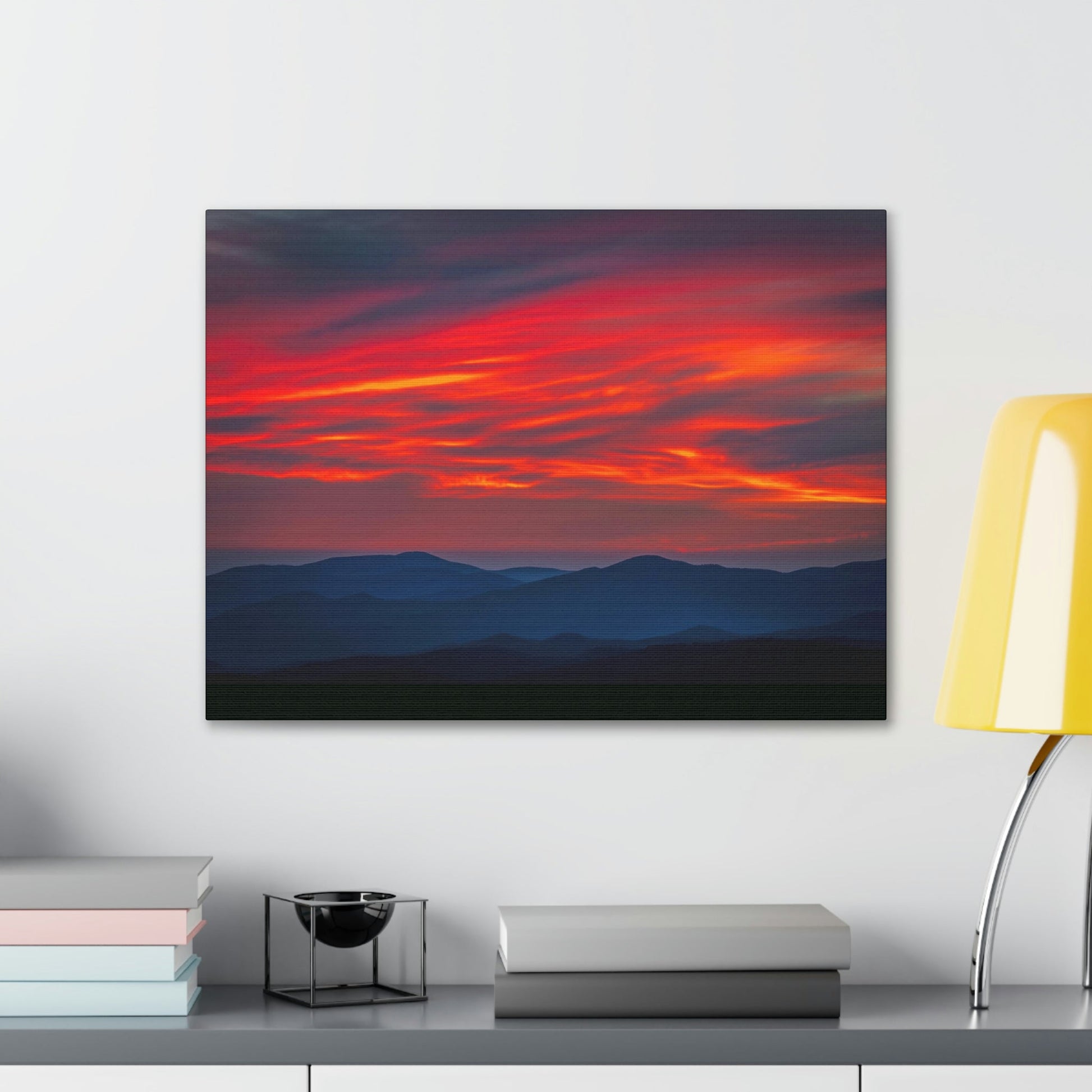 Canvas Gallery Wraps - Cloudy Golden sunset Clingman Dome at 6,643 feet - in Smoky Mountain National Park in Summer in Mountain National Park (SMNP) USA - Green Forest Home