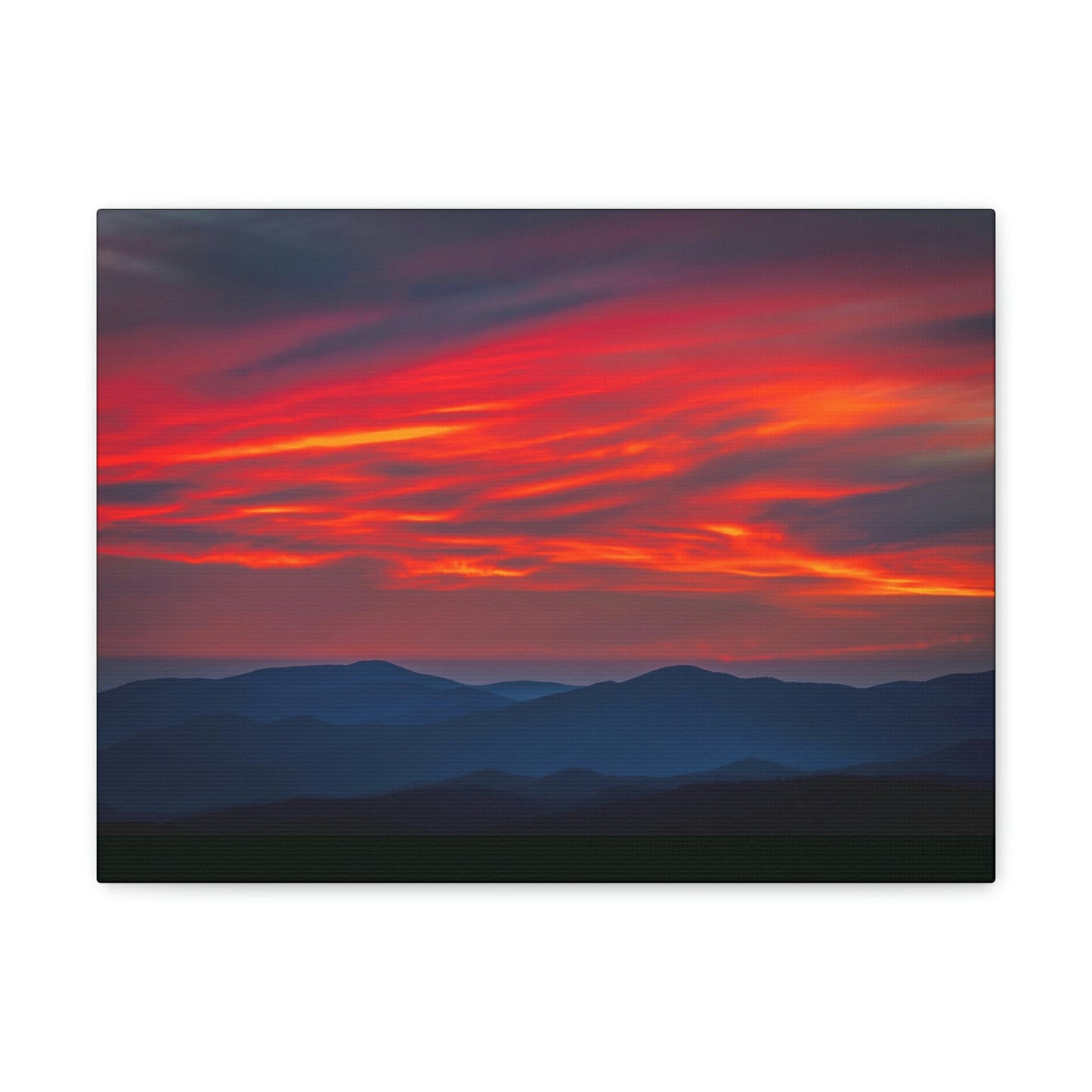 Canvas Gallery Wraps - Cloudy Golden sunset Clingman Dome at 6,643 feet - in Smoky Mountain National Park in Summer in Mountain National Park (SMNP) USA - Green Forest Home