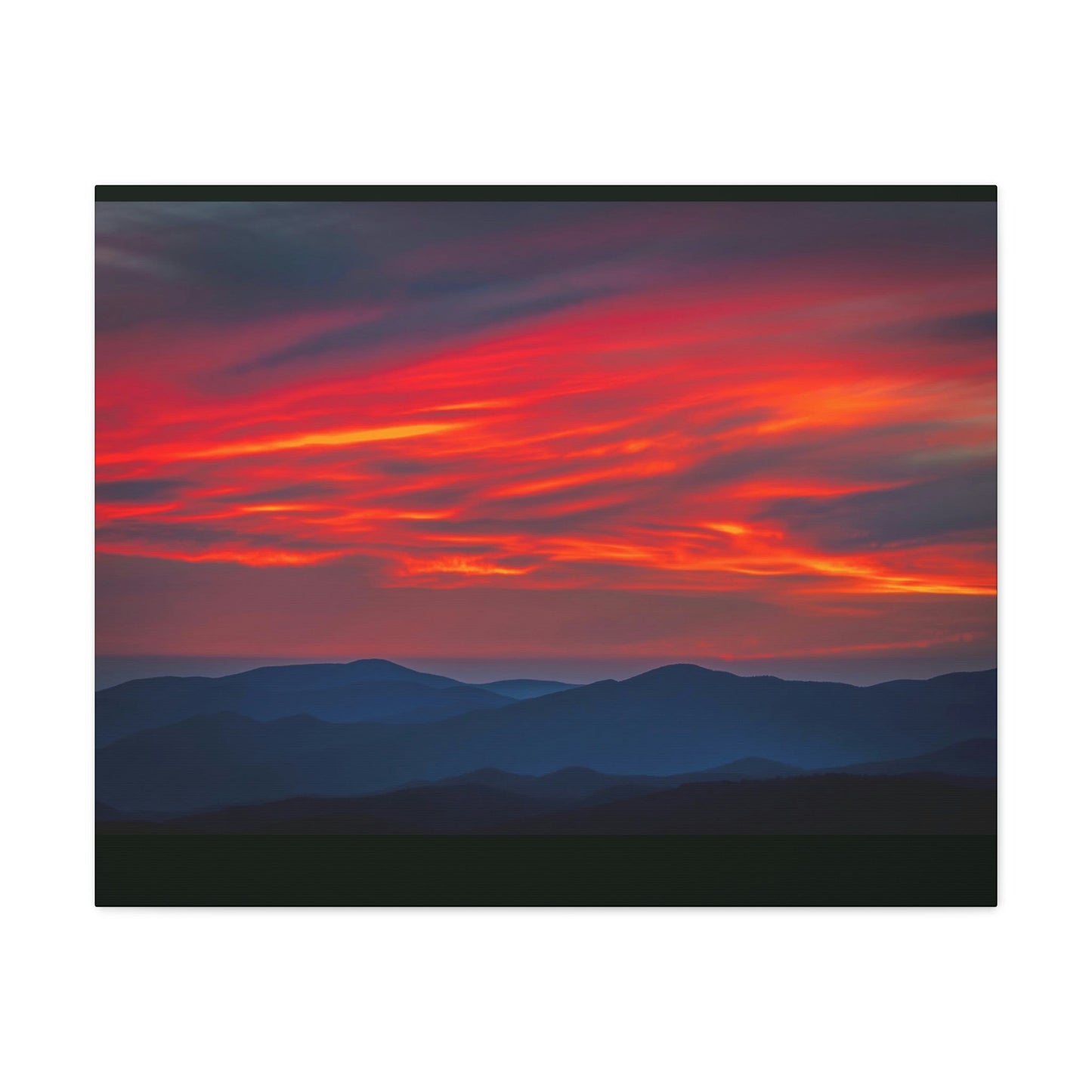 Canvas Gallery Wraps - Cloudy Golden sunset Clingman Dome at 6,643 feet - in Smoky Mountain National Park in Summer in Mountain National Park (SMNP) USA - Green Forest Home