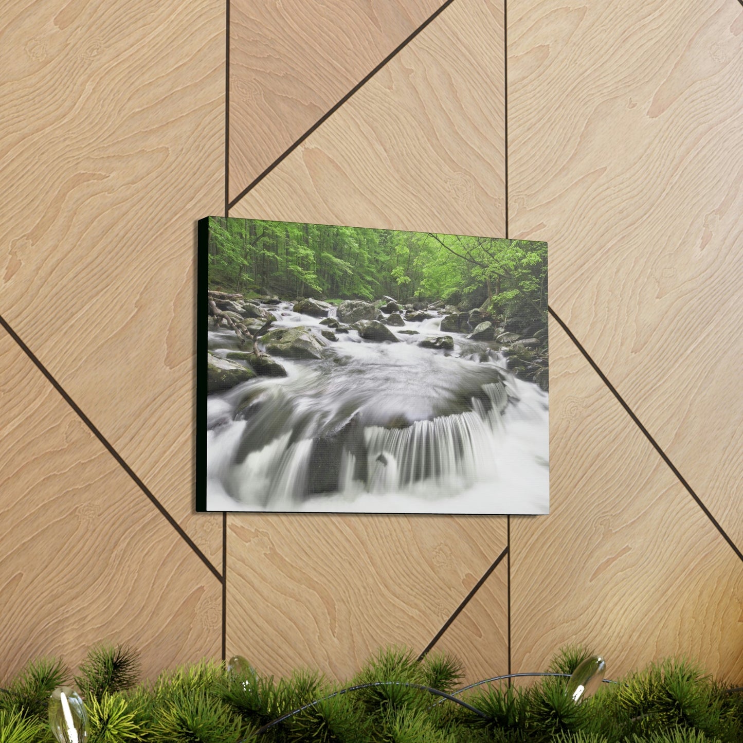 Canvas Gallery Wraps - Middle Prong Little River in Smoky Mountain National Park in Summer in Mountain National Park (SMNP) USA - Green Forest Home