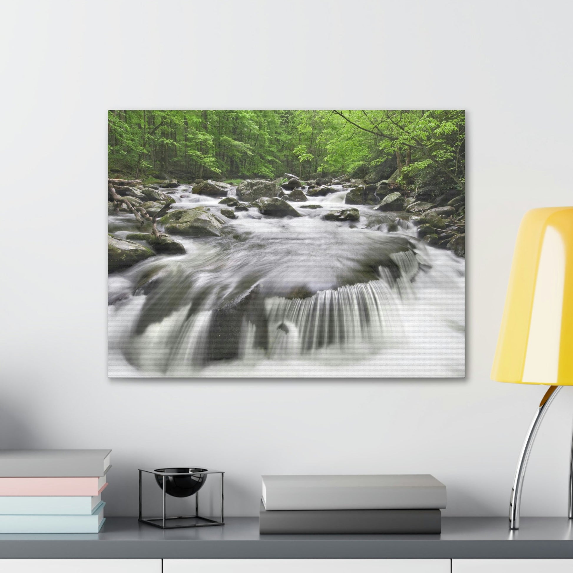 Canvas Gallery Wraps - Middle Prong Little River in Smoky Mountain National Park in Summer in Mountain National Park (SMNP) USA - Green Forest Home