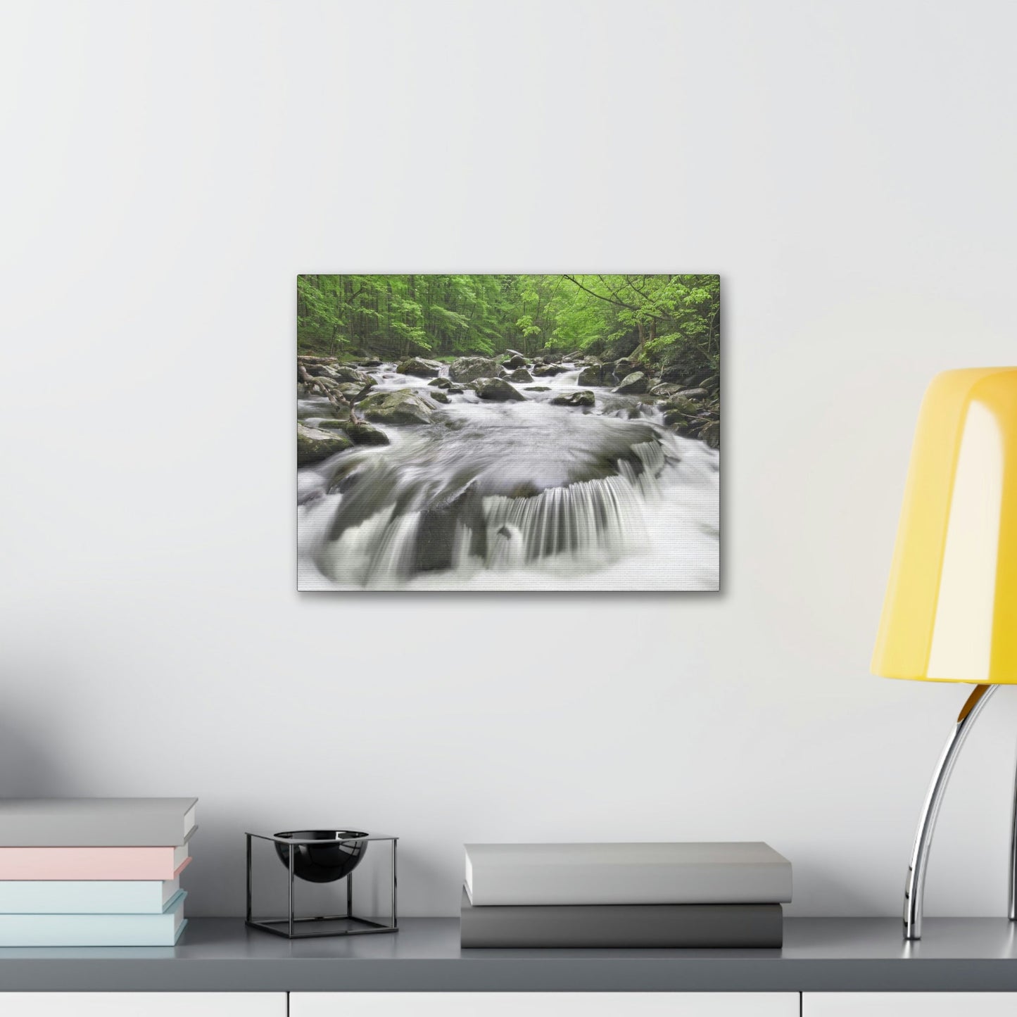 Canvas Gallery Wraps - Middle Prong Little River in Smoky Mountain National Park in Summer in Mountain National Park (SMNP) USA - Green Forest Home