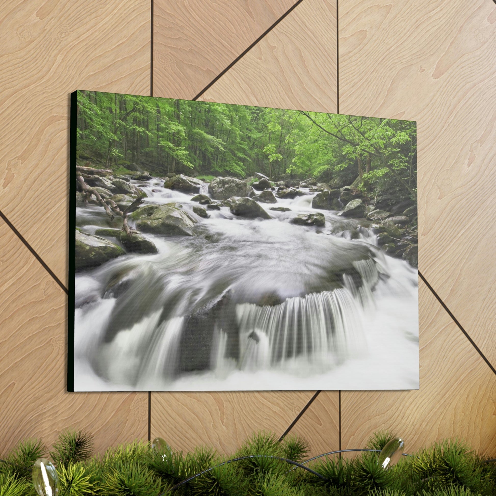 Canvas Gallery Wraps - Middle Prong Little River in Smoky Mountain National Park in Summer in Mountain National Park (SMNP) USA - Green Forest Home