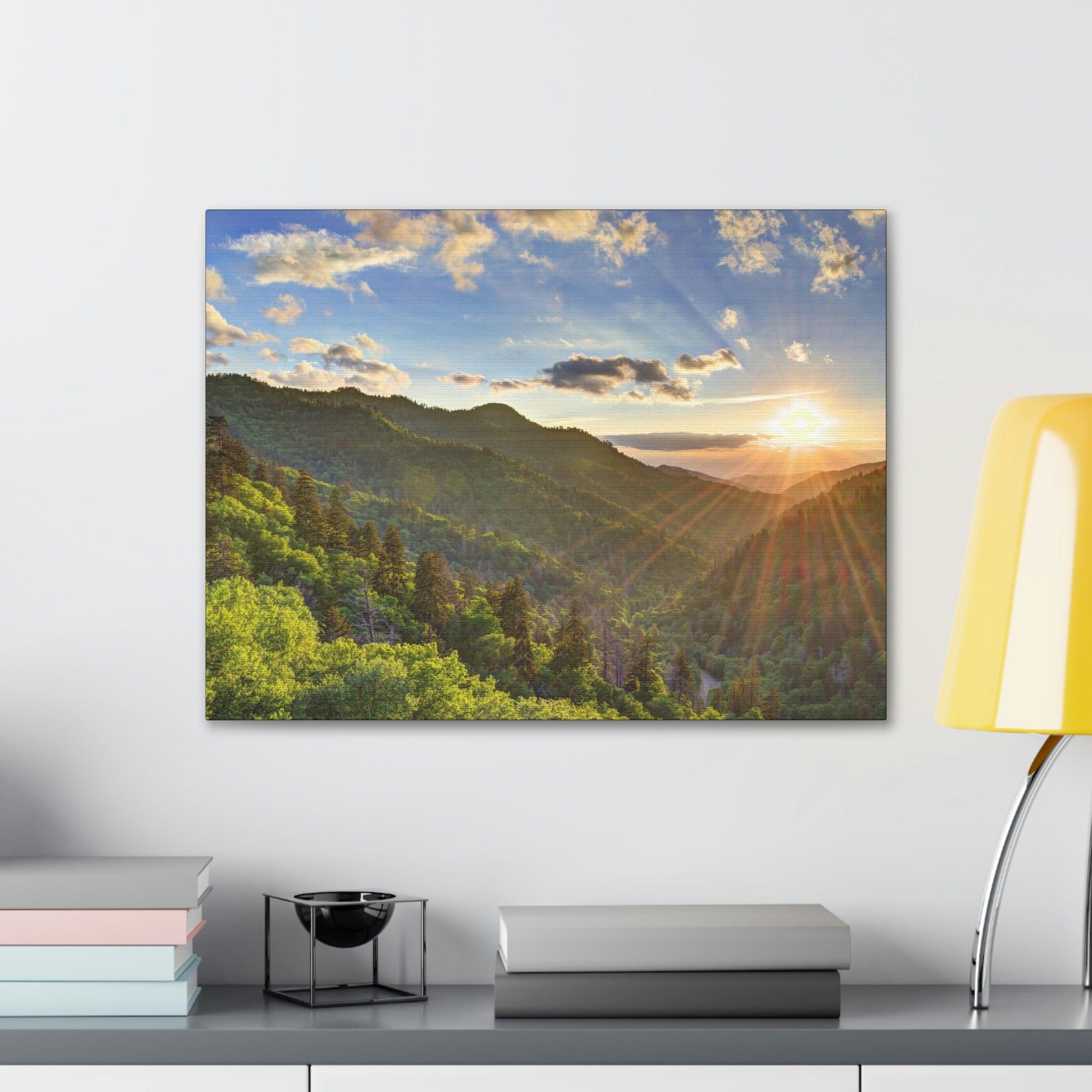 Canvas Gallery Wraps - Newfound Gap rays of a Holy day - in Smoky Mountain National Park in Summer in Mountain National Park (SMNP) USA - Green Forest Home