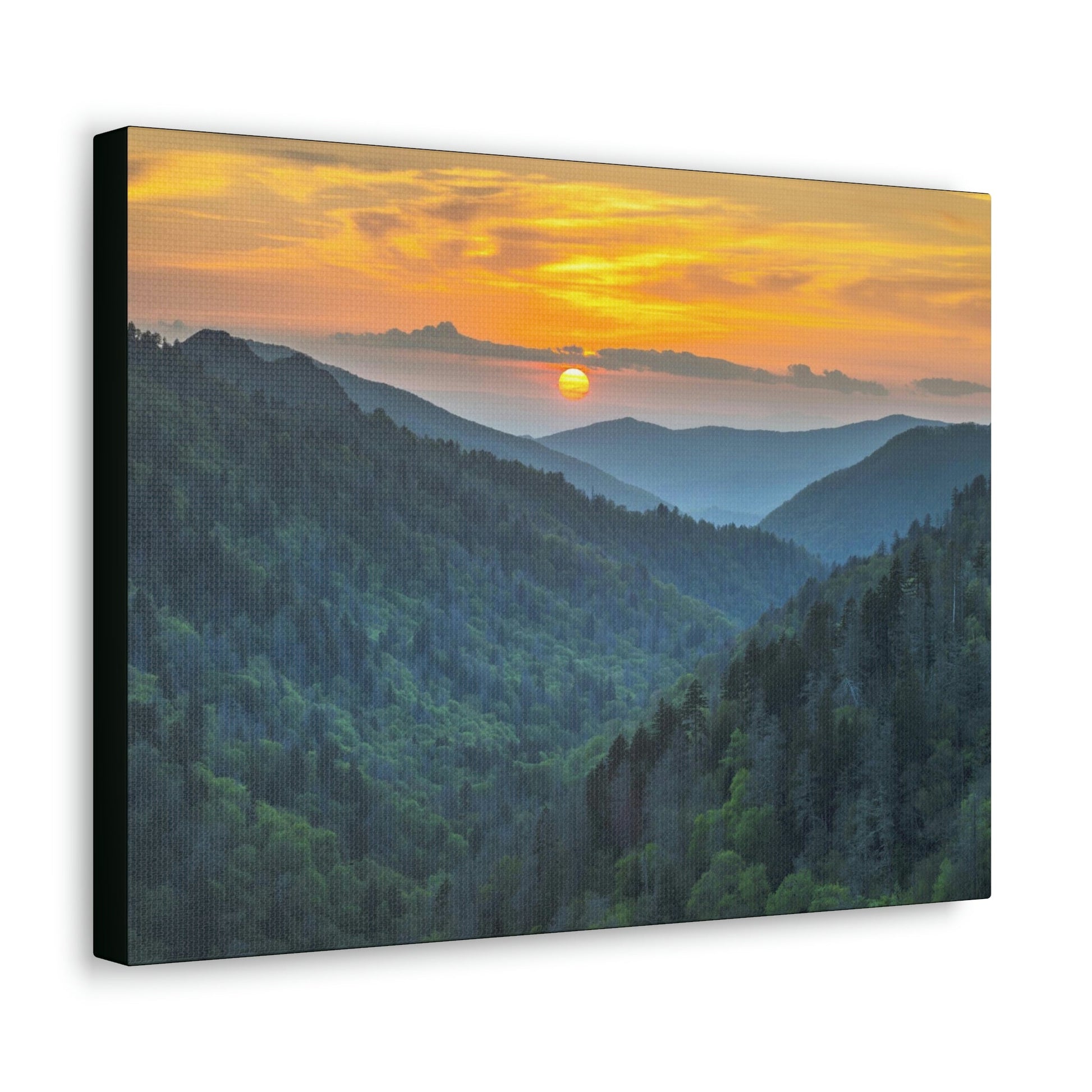 Canvas Gallery Wraps - Scenic Sunset Landscape - once in a lifetime view - in Smoky Mountain National Park in Summer in Mountain National Park (SMNP) USA - Green Forest Home