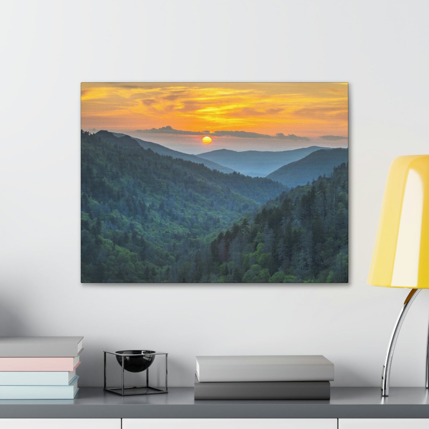 Canvas Gallery Wraps - Scenic Sunset Landscape - once in a lifetime view - in Smoky Mountain National Park in Summer in Mountain National Park (SMNP) USA - Green Forest Home