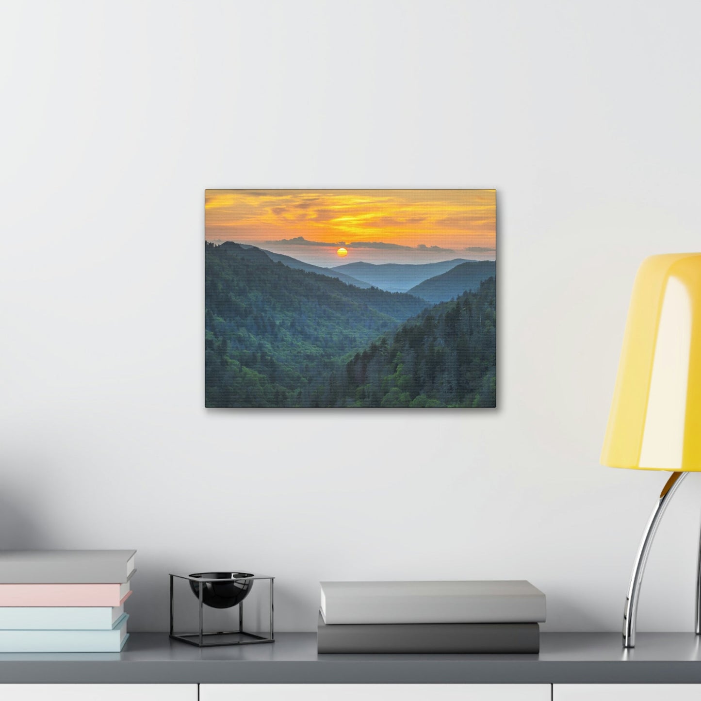 Canvas Gallery Wraps - Scenic Sunset Landscape - once in a lifetime view - in Smoky Mountain National Park in Summer in Mountain National Park (SMNP) USA - Green Forest Home