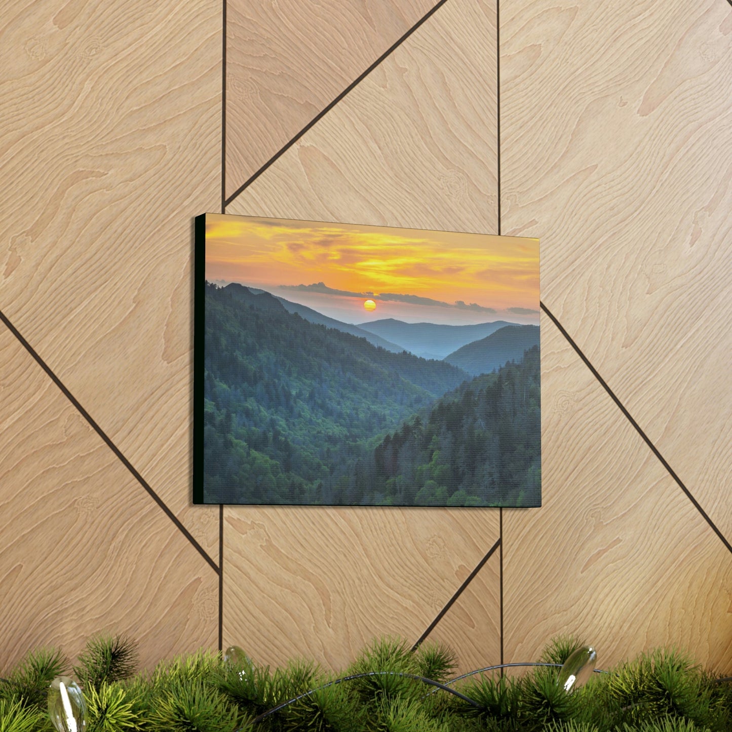 Canvas Gallery Wraps - Scenic Sunset Landscape - once in a lifetime view - in Smoky Mountain National Park in Summer in Mountain National Park (SMNP) USA - Green Forest Home