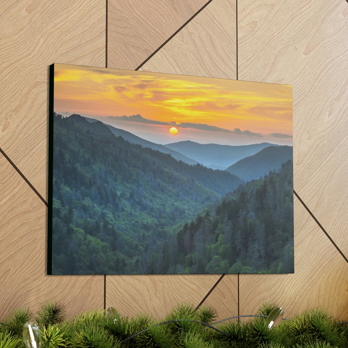 Canvas Gallery Wraps - Scenic Sunset Landscape - once in a lifetime view - in Smoky Mountain National Park in Summer in Mountain National Park (SMNP) USA - Green Forest Home