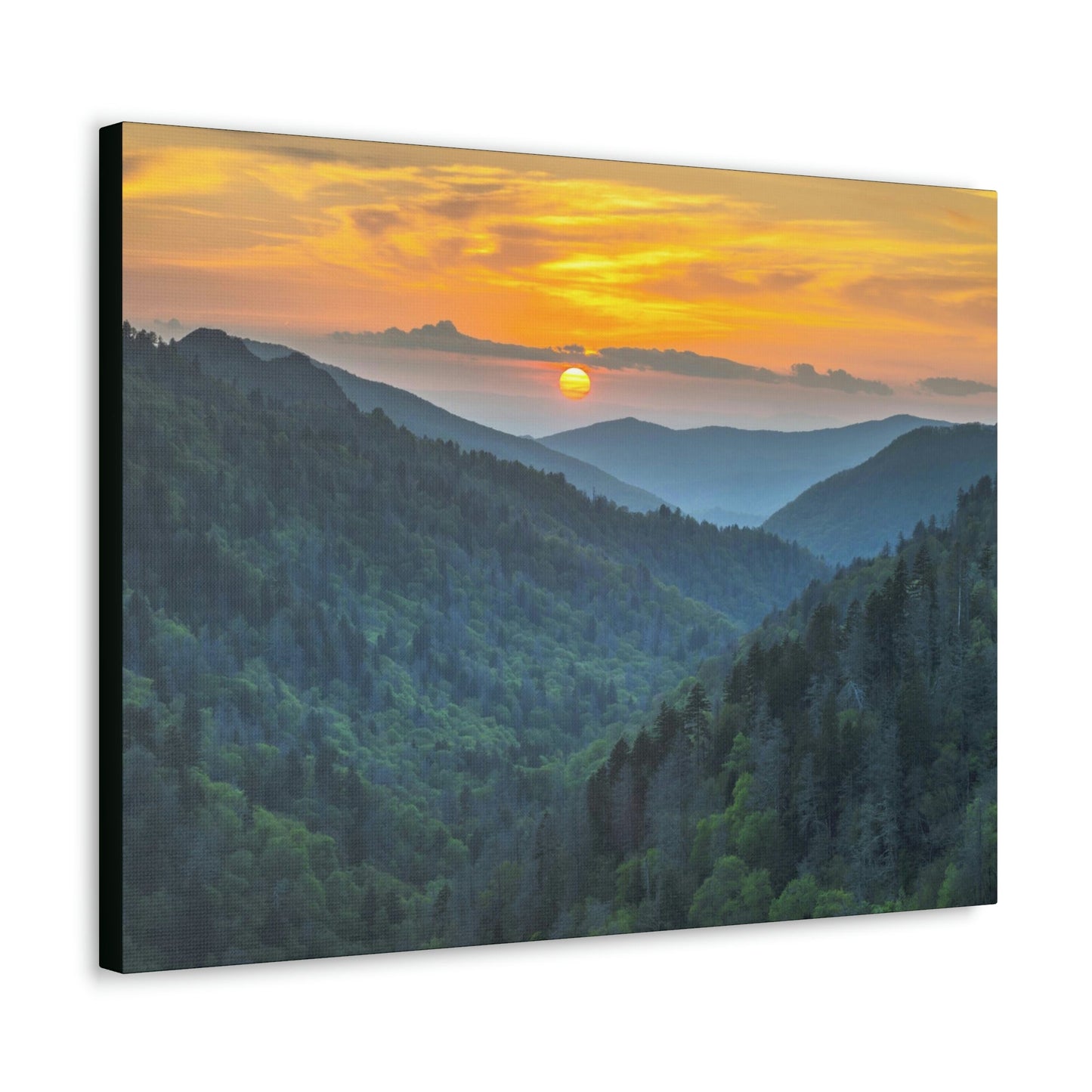 Canvas Gallery Wraps - Scenic Sunset Landscape - once in a lifetime view - in Smoky Mountain National Park in Summer in Mountain National Park (SMNP) USA - Green Forest Home