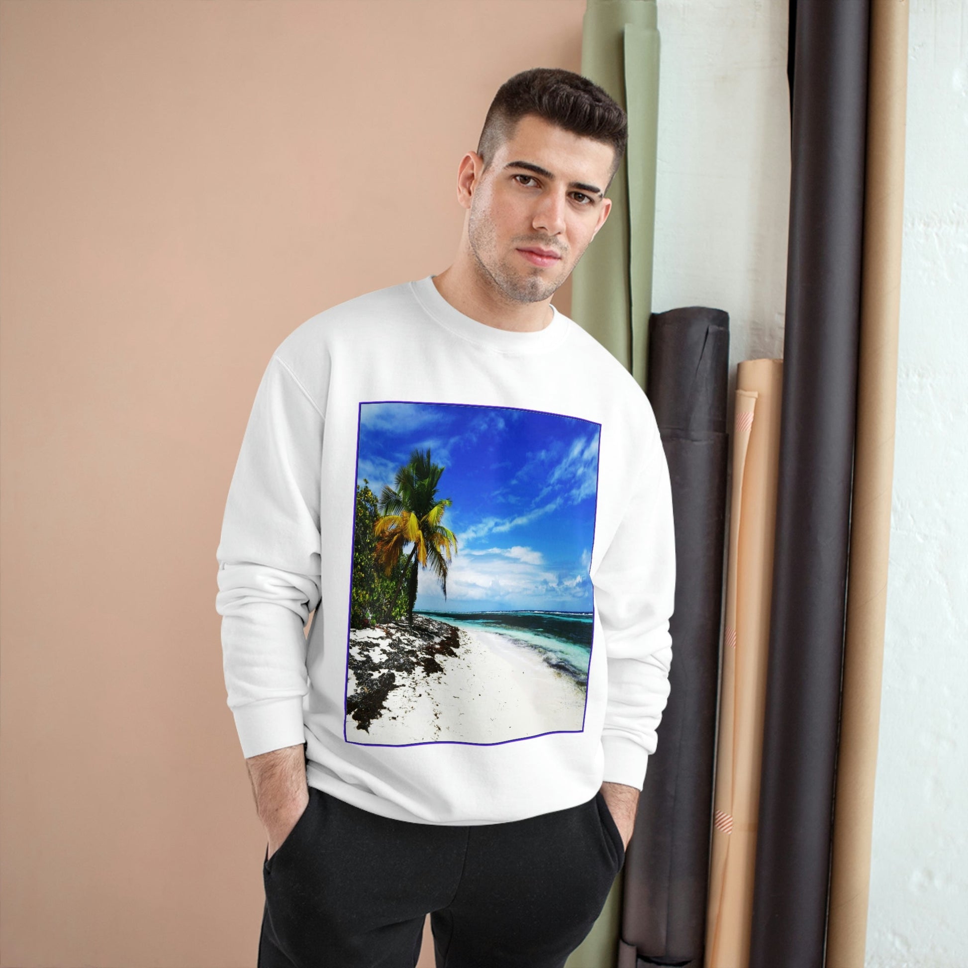 Champion Sweatshirt - Awesome Mona Island - Pajaros beach paradise - Green Forest Home