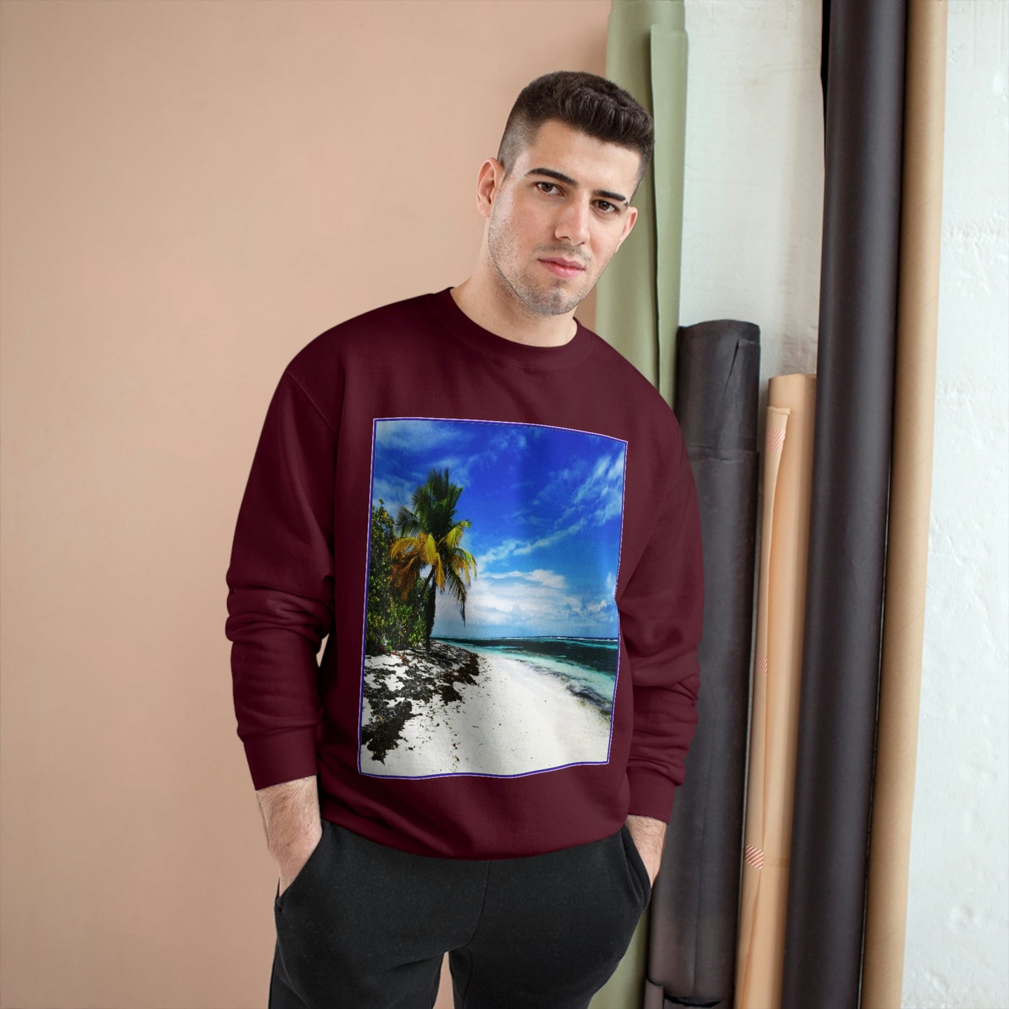 Champion Sweatshirt - Awesome Mona Island - Pajaros beach paradise - Green Forest Home