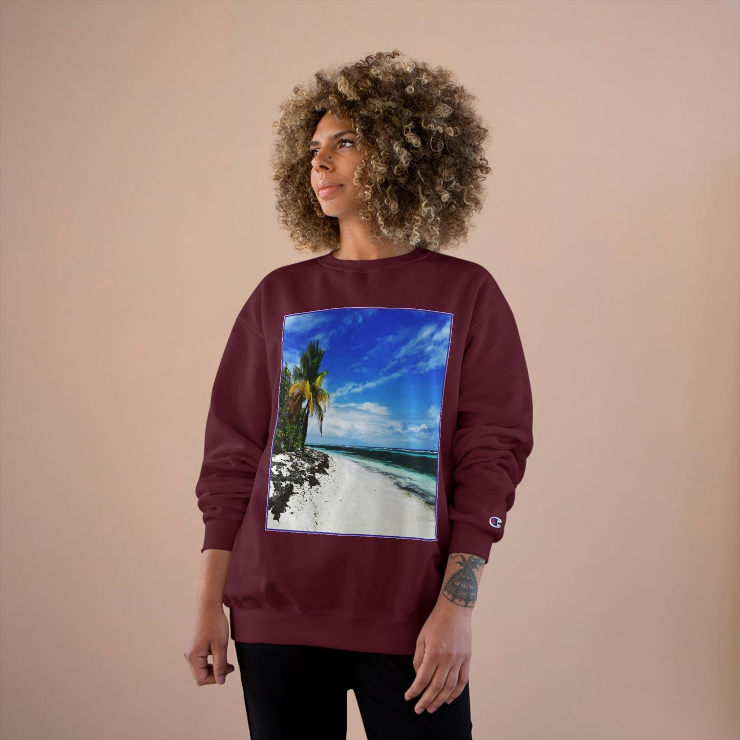 Champion Sweatshirt - Awesome Mona Island - Pajaros beach paradise - Green Forest Home