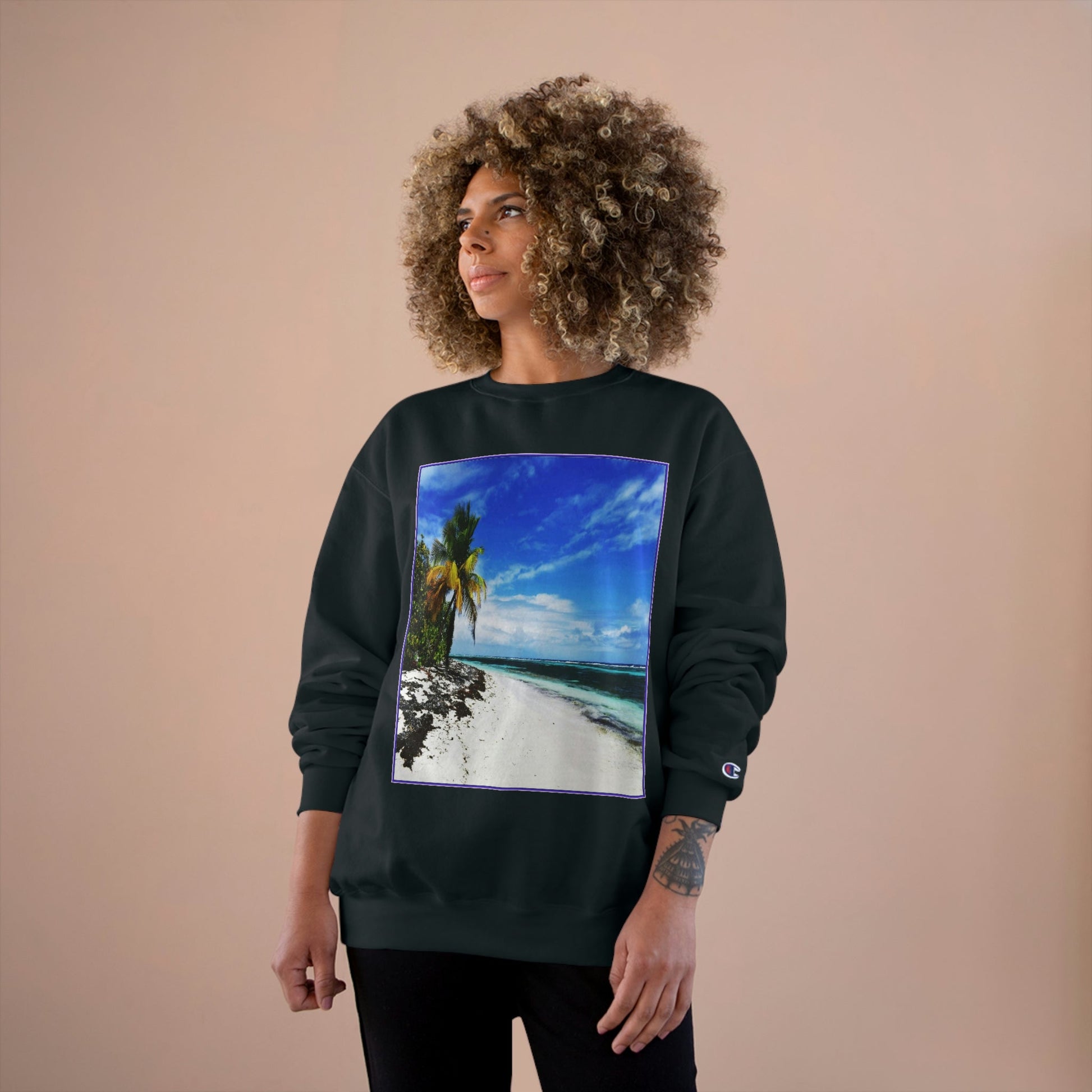 Champion Sweatshirt - Awesome Mona Island - Pajaros beach paradise - Green Forest Home