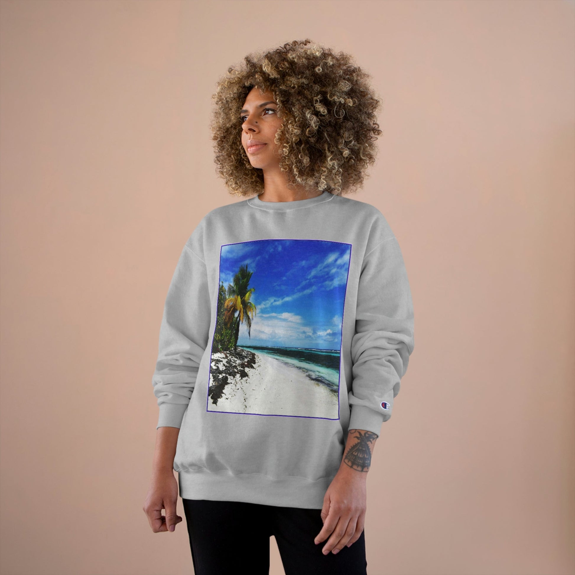 Champion Sweatshirt - Awesome Mona Island - Pajaros beach paradise - Green Forest Home