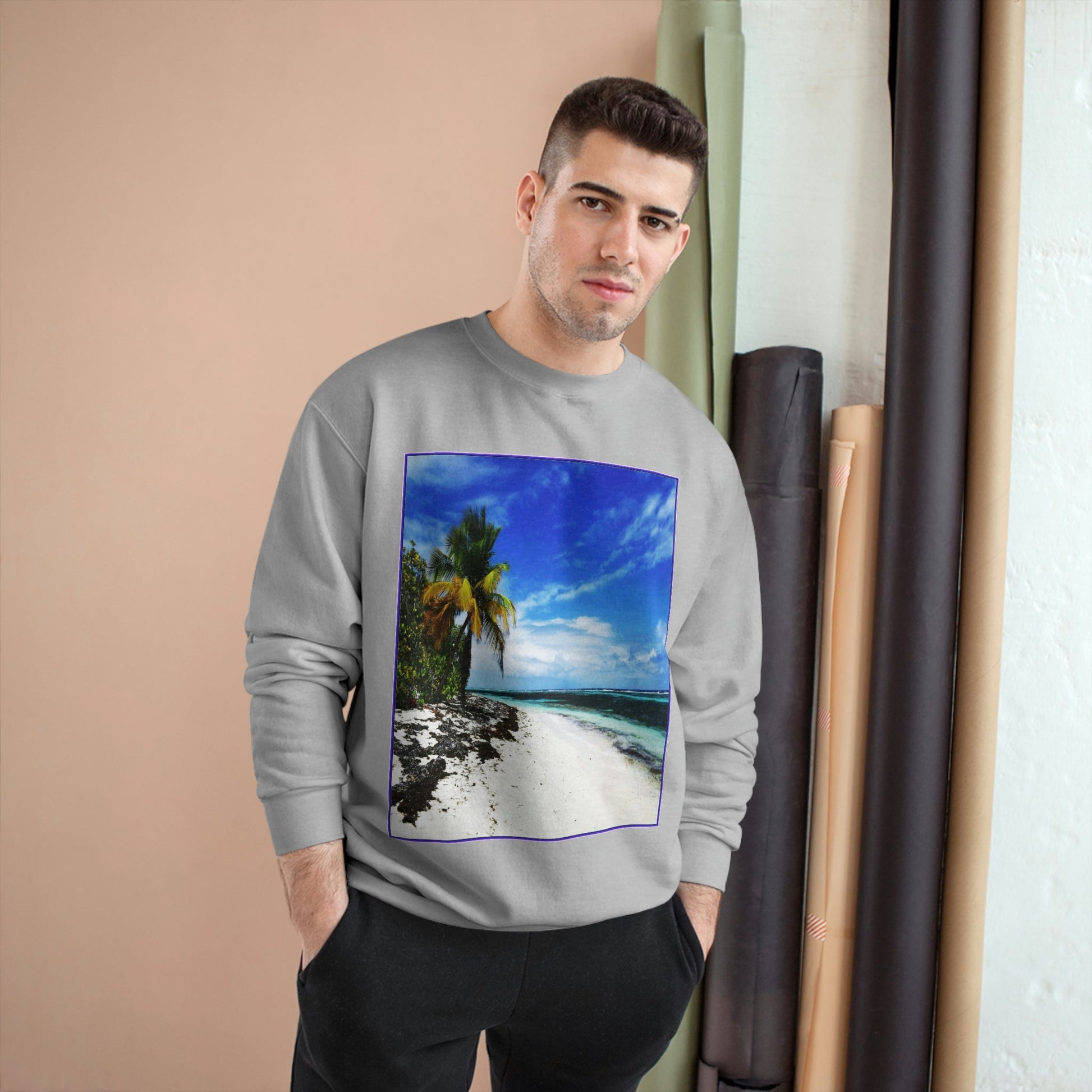 Champion Sweatshirt - Awesome Mona Island - Pajaros beach paradise - Green Forest Home