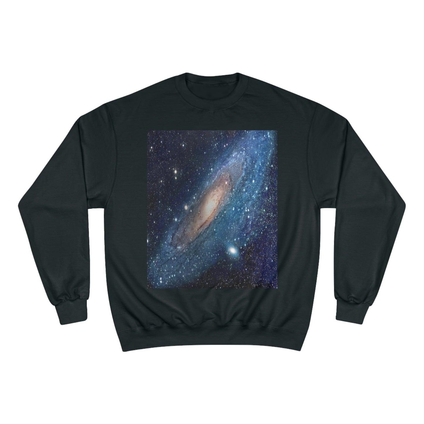 Champion Sweatshirt - NASA/HUBBLE achievements - image of our closest Galaxy ANDROMEDA (2.5M light years) - same image both sides - Green Forest Home