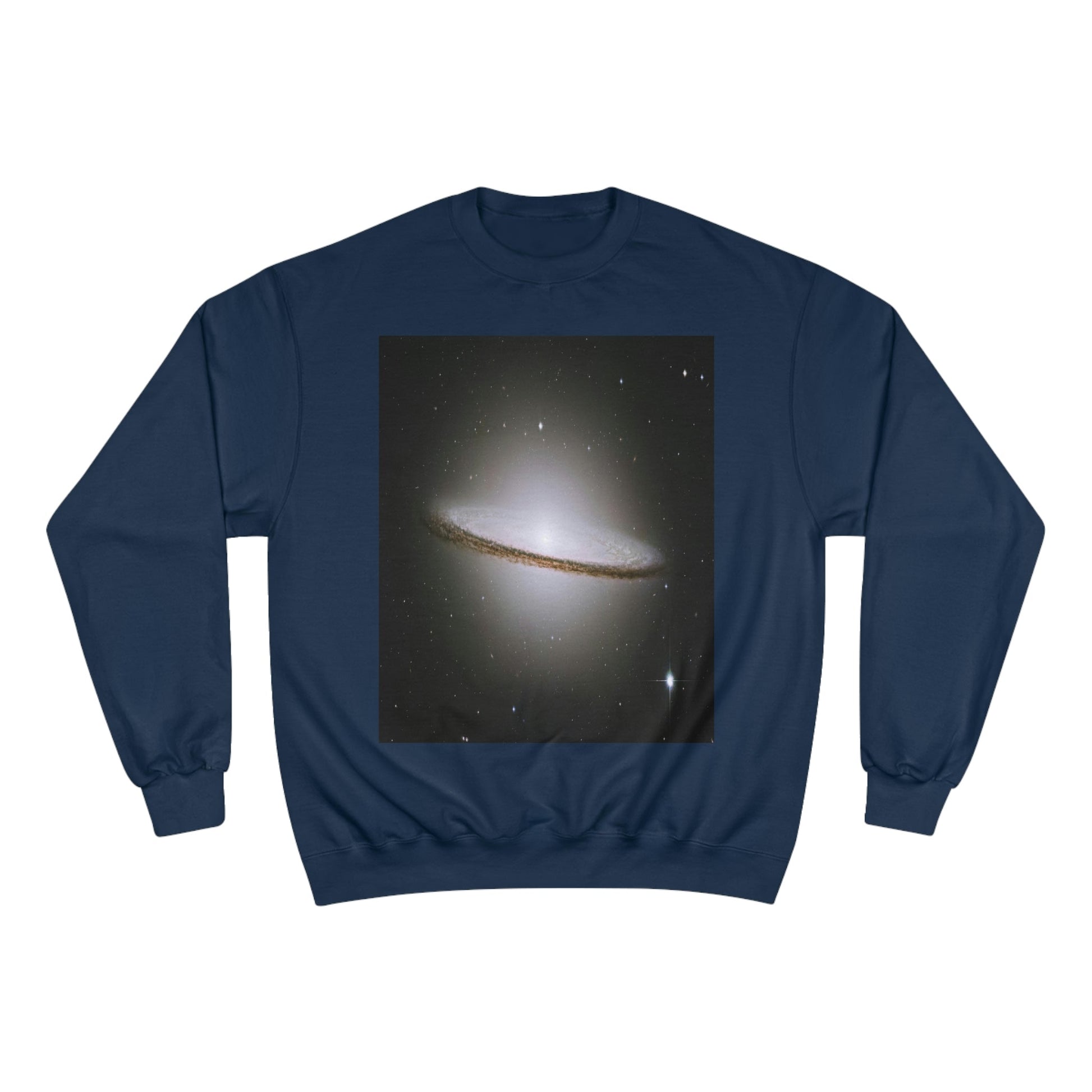 Champion Sweatshirt - NASA/HUBBLE achievements - images of distant Galaxies like El Sombrero and spiral Galaxy in back - Green Forest Home