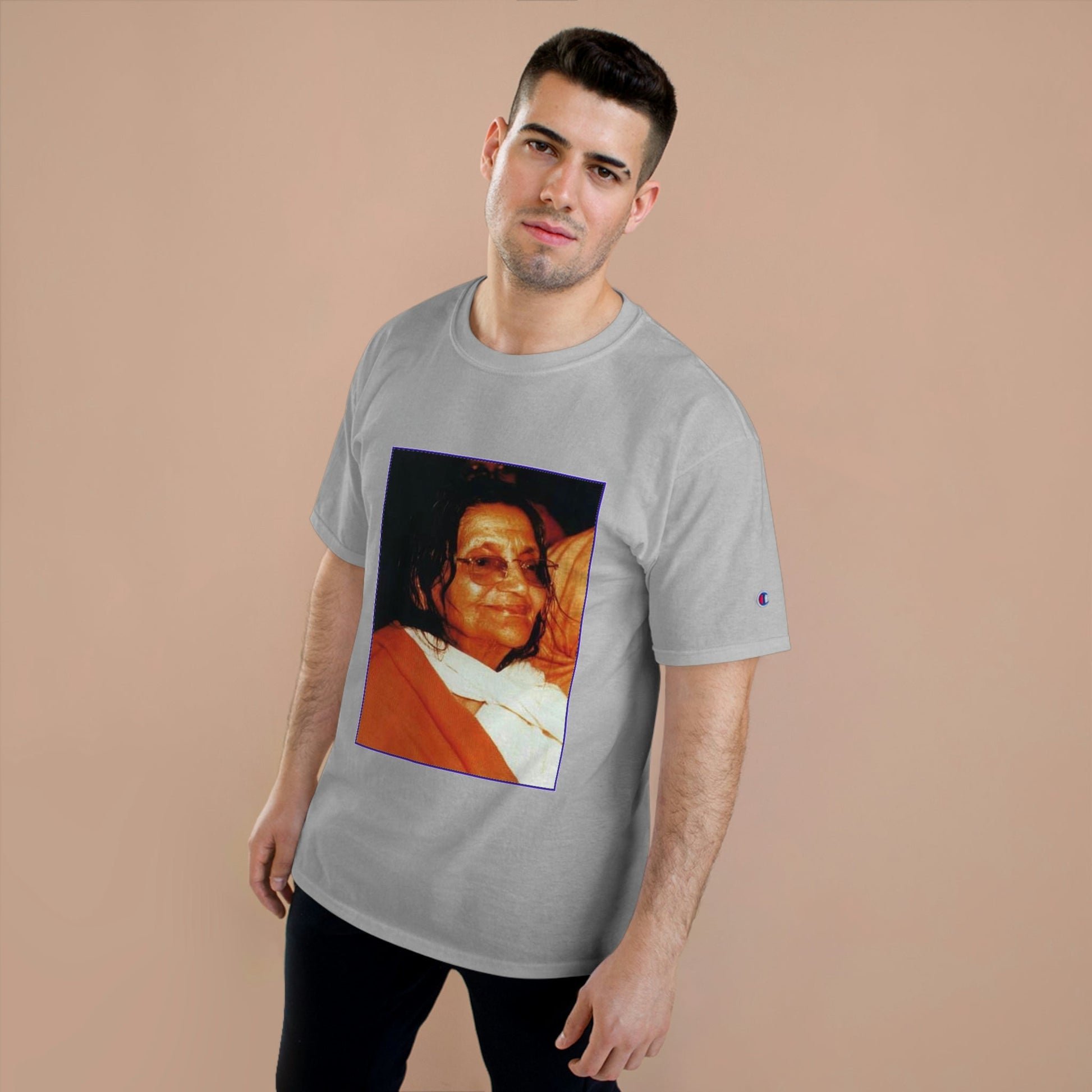 Champion T-Shirt - A PUPPY story - The venerable Indian Saint Sri Ananda Mayi Ma - blessing's for all - Green Forest Home