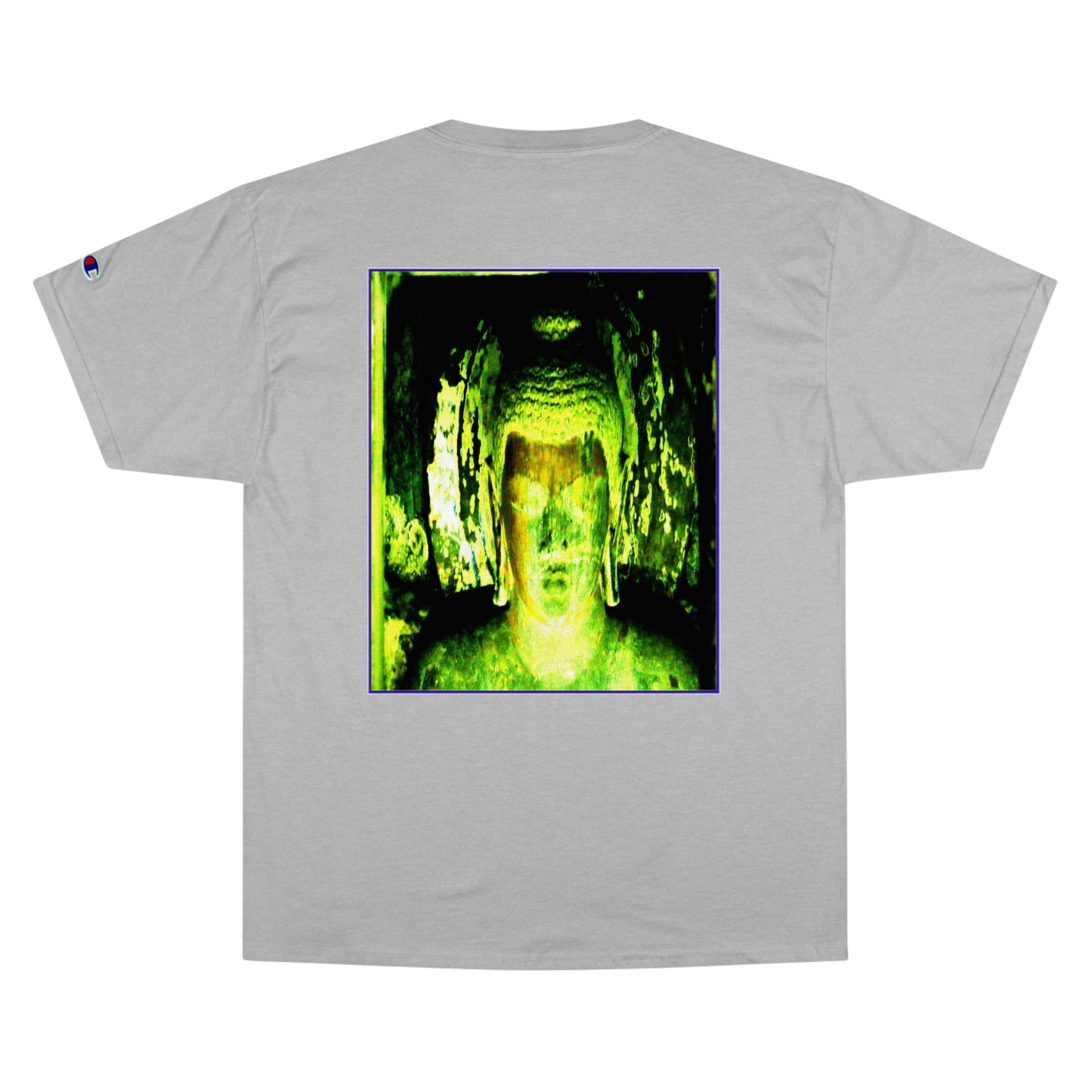 Champion T-Shirt - Buddha in deep contemplation - Ajanta caves inner chamber - India - Green Forest Home