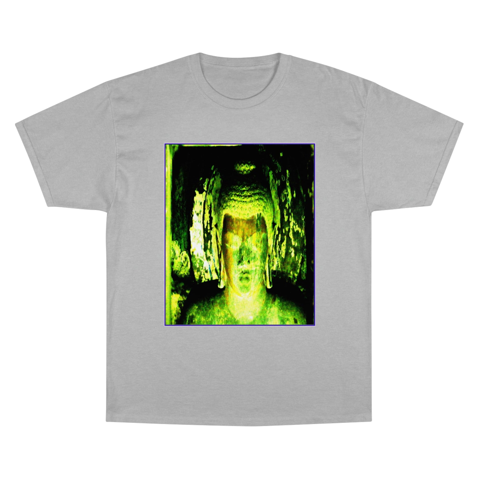 Champion T-Shirt - Buddha in deep contemplation - Ajanta caves inner chamber - India - Green Forest Home