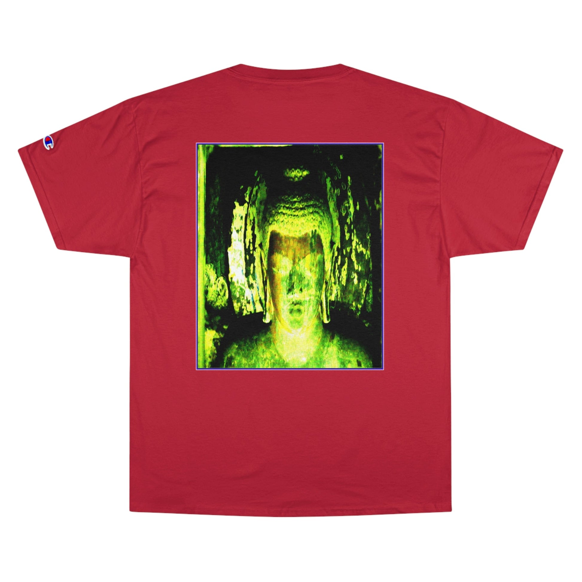 Champion T-Shirt - Buddha in deep contemplation - Ajanta caves inner chamber - India - Green Forest Home