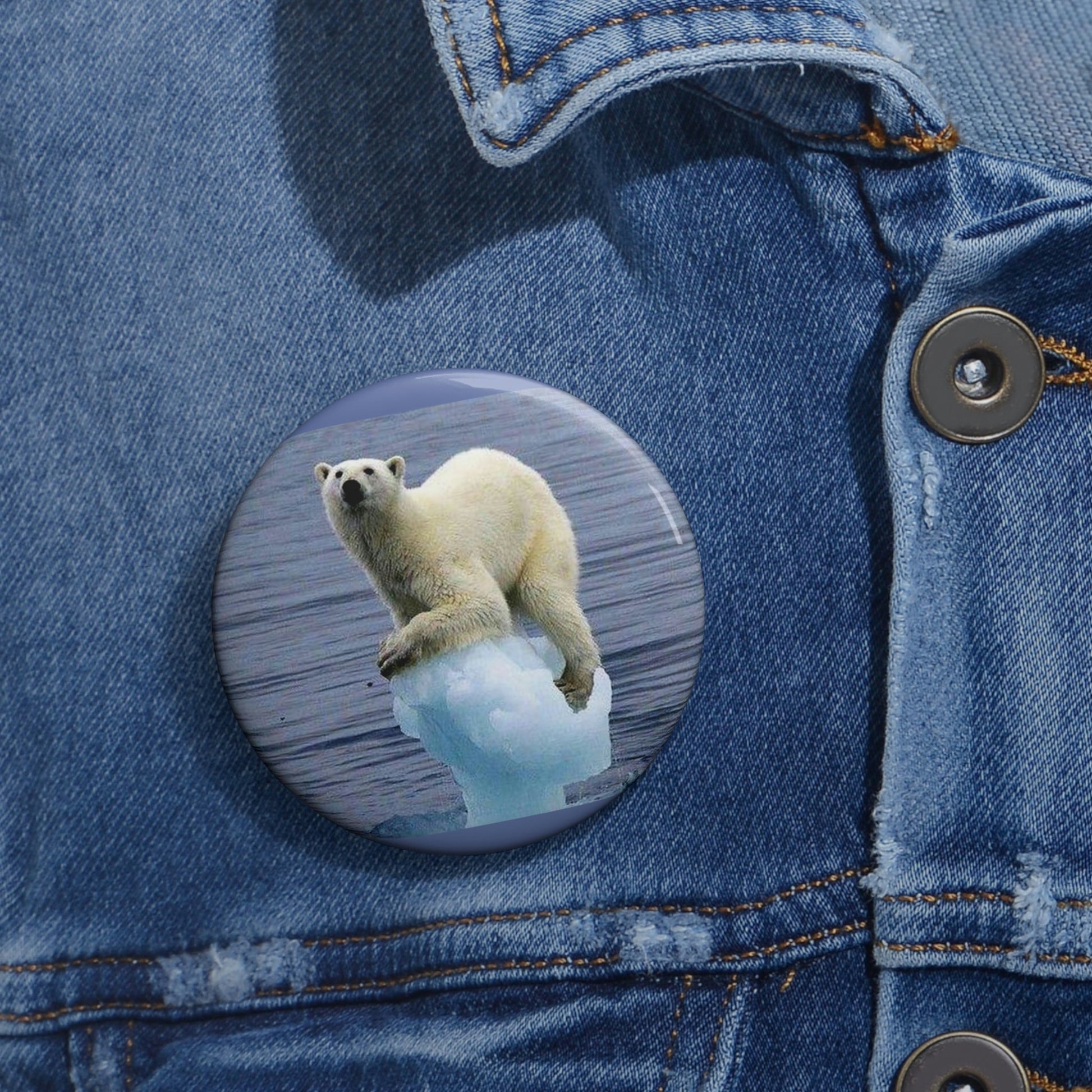 Cheap Pin Buttons - Made in USA in 2 days - The Polar ice melts due to Global Warming - Green Forest Home