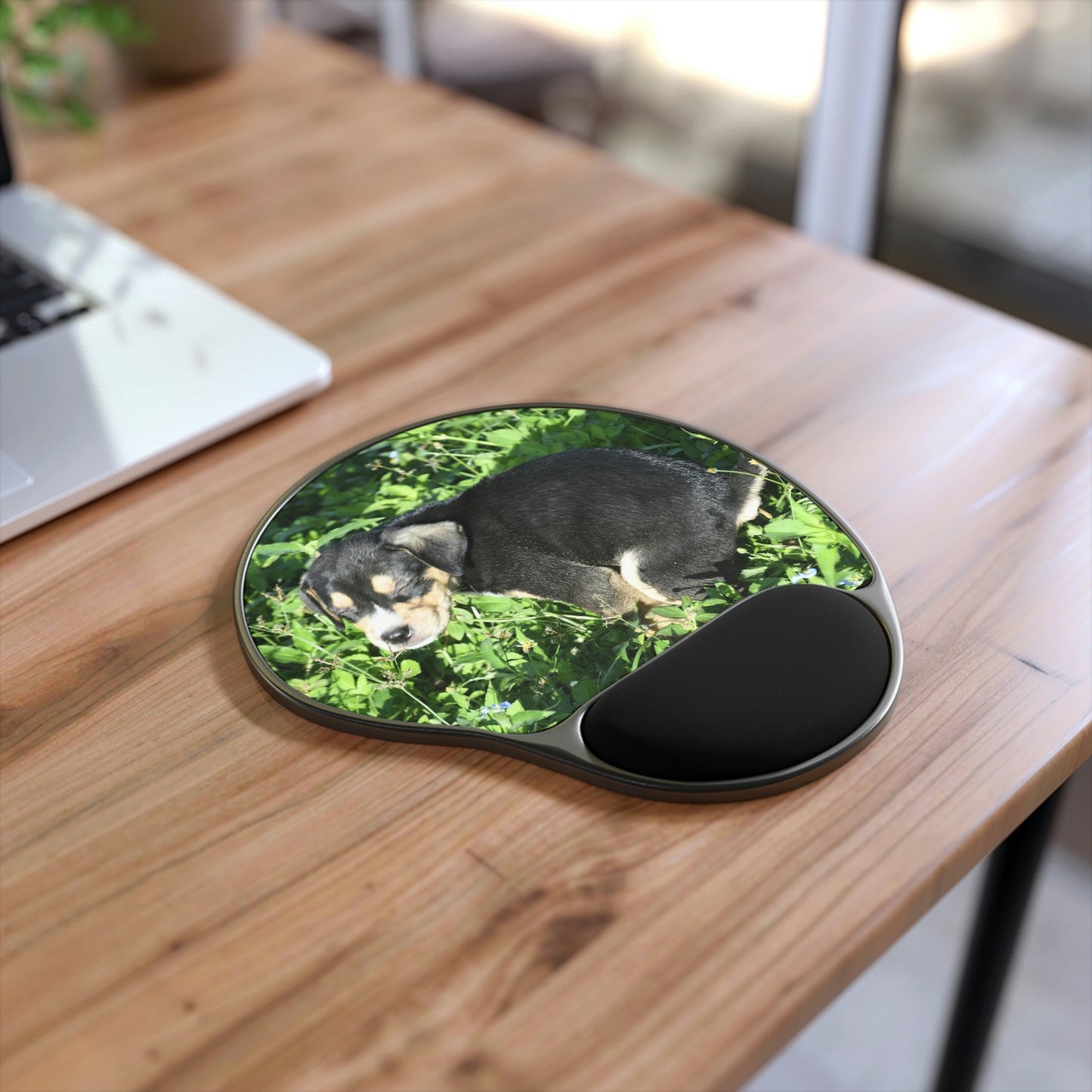 Ergonomic Mouse Pad With Wrist Rest - US Print - A puppy is getting his necessities done - Puerto Rico - PETS - Green Forest Home