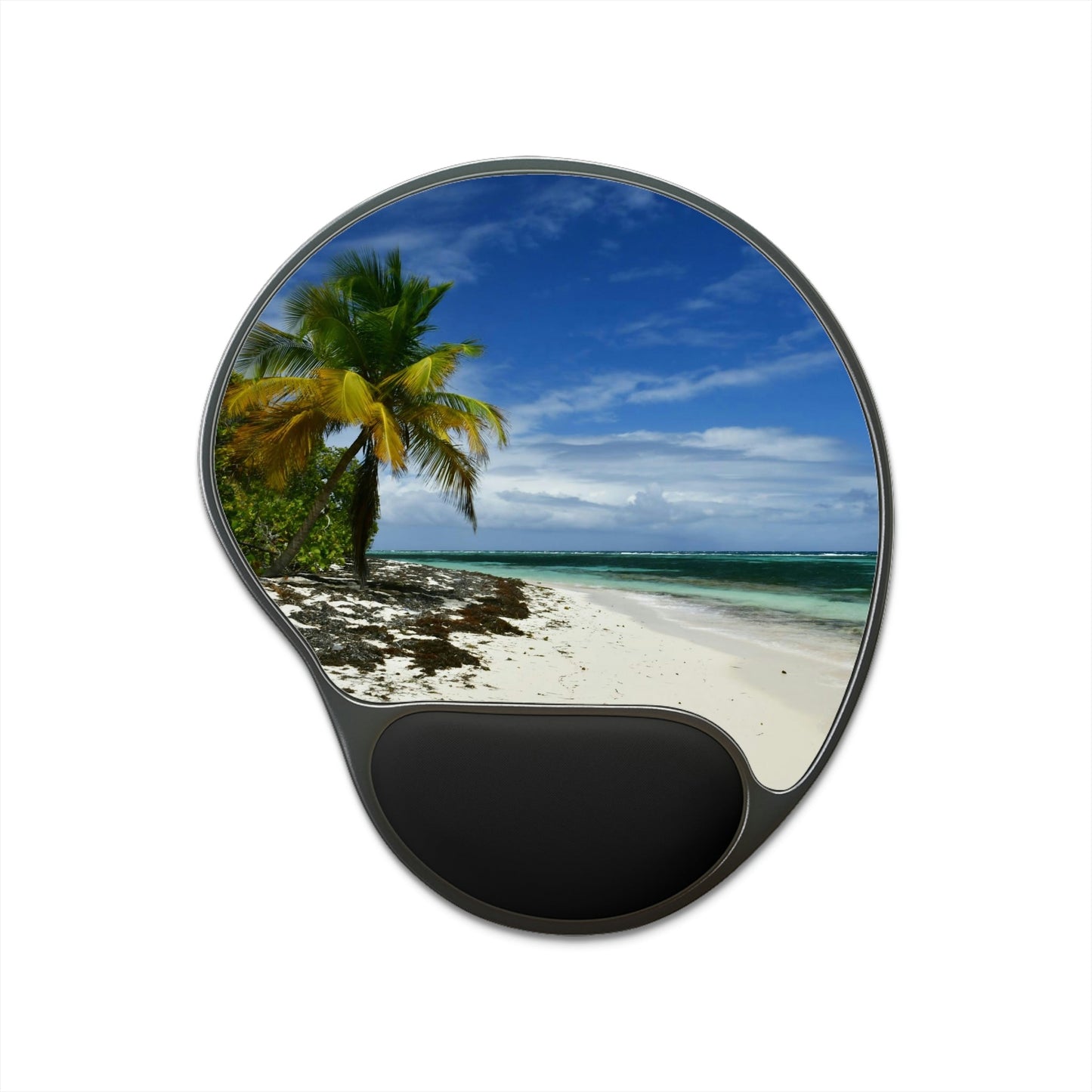 Ergonomic Mouse Pad With Wrist Rest - US Print - Awesome Remote Playa Pajaros in MONA Island - Puerto Rico - BEACH - ISLANDS - Green Forest Home