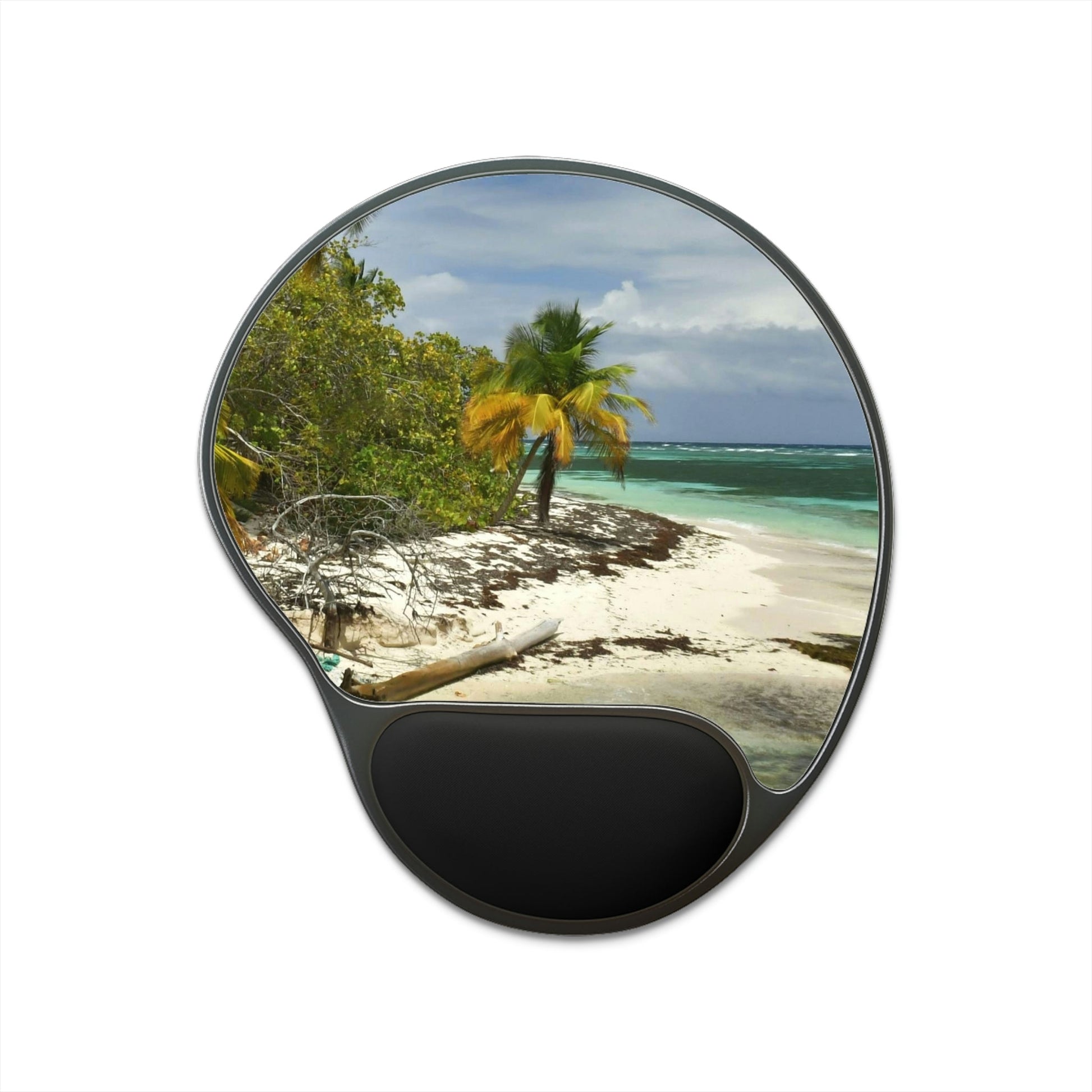 Ergonomic Mouse Pad With Wrist Rest - US Print - Awesome Remote Playa Pajaros in MONA Island - Puerto Rico - BEACH - ISLANDS - Green Forest Home