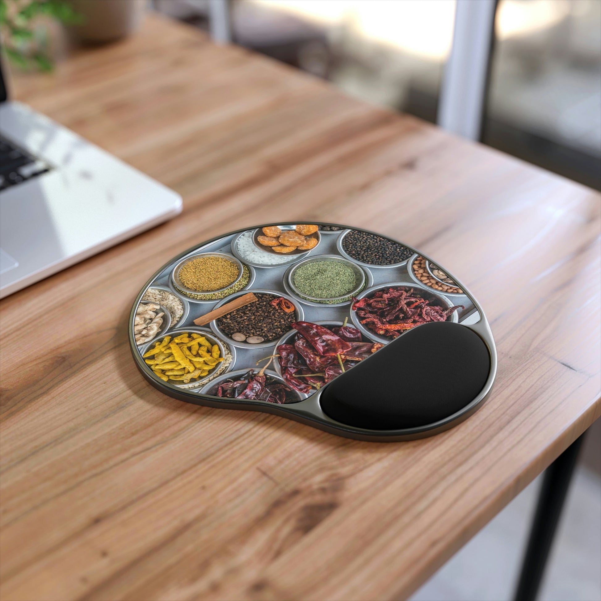 Ergonomic Mouse Pad With Wrist Rest - US PRINT - Bowls filled with spices in the largest spice market in Asia, the Khari Baoli - Old Delhi, INDIA - Green Forest Home