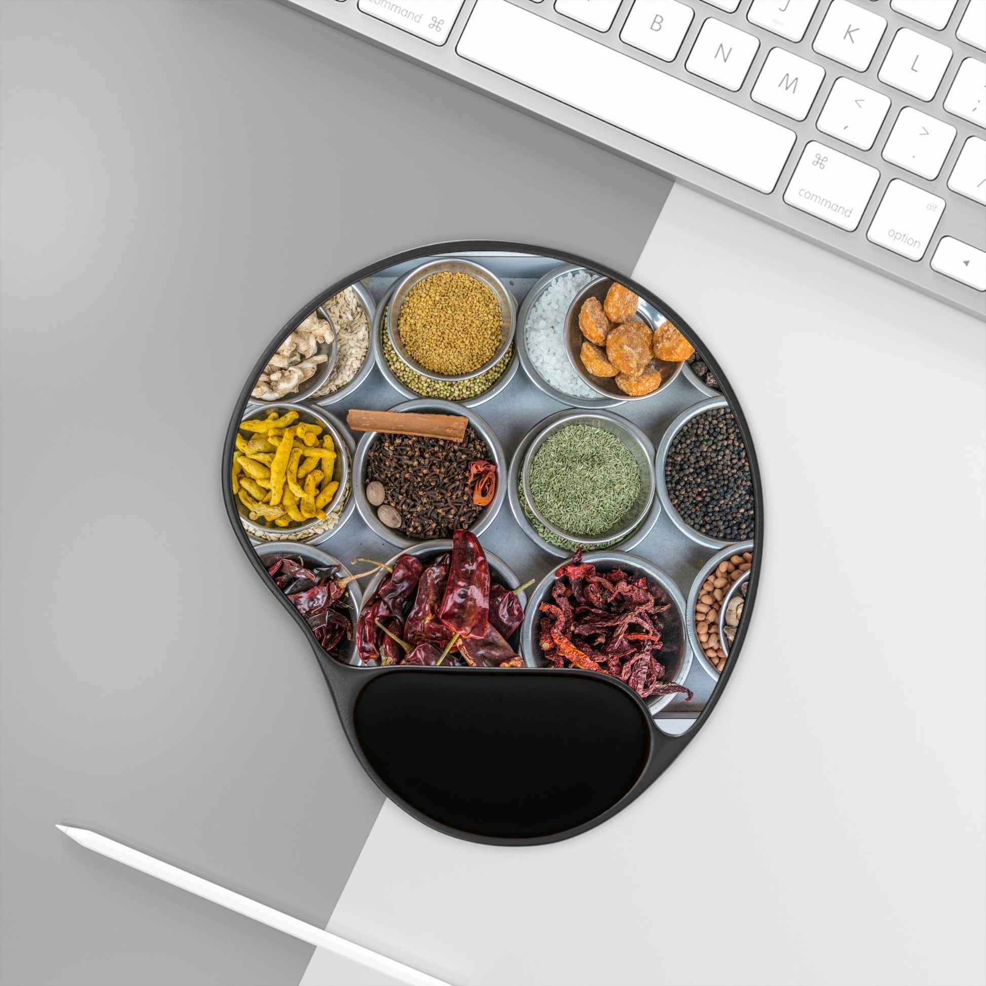 Ergonomic Mouse Pad With Wrist Rest - US PRINT - Bowls filled with spices in the largest spice market in Asia, the Khari Baoli - Old Delhi, INDIA - Green Forest Home