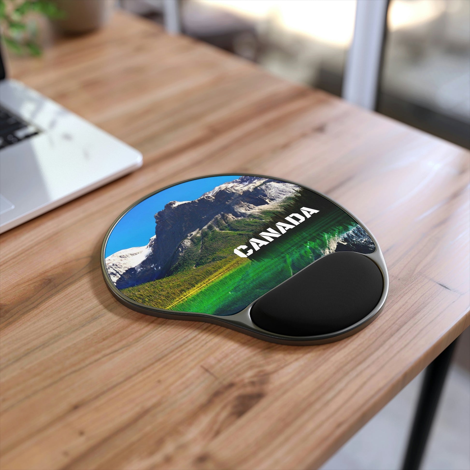 Ergonomic Mouse Pad With Wrist Rest - US PRINT - British Columbia. Canada. Mountains and Emerald Lake in the Canadian Rockies - CANADA - Green Forest Home