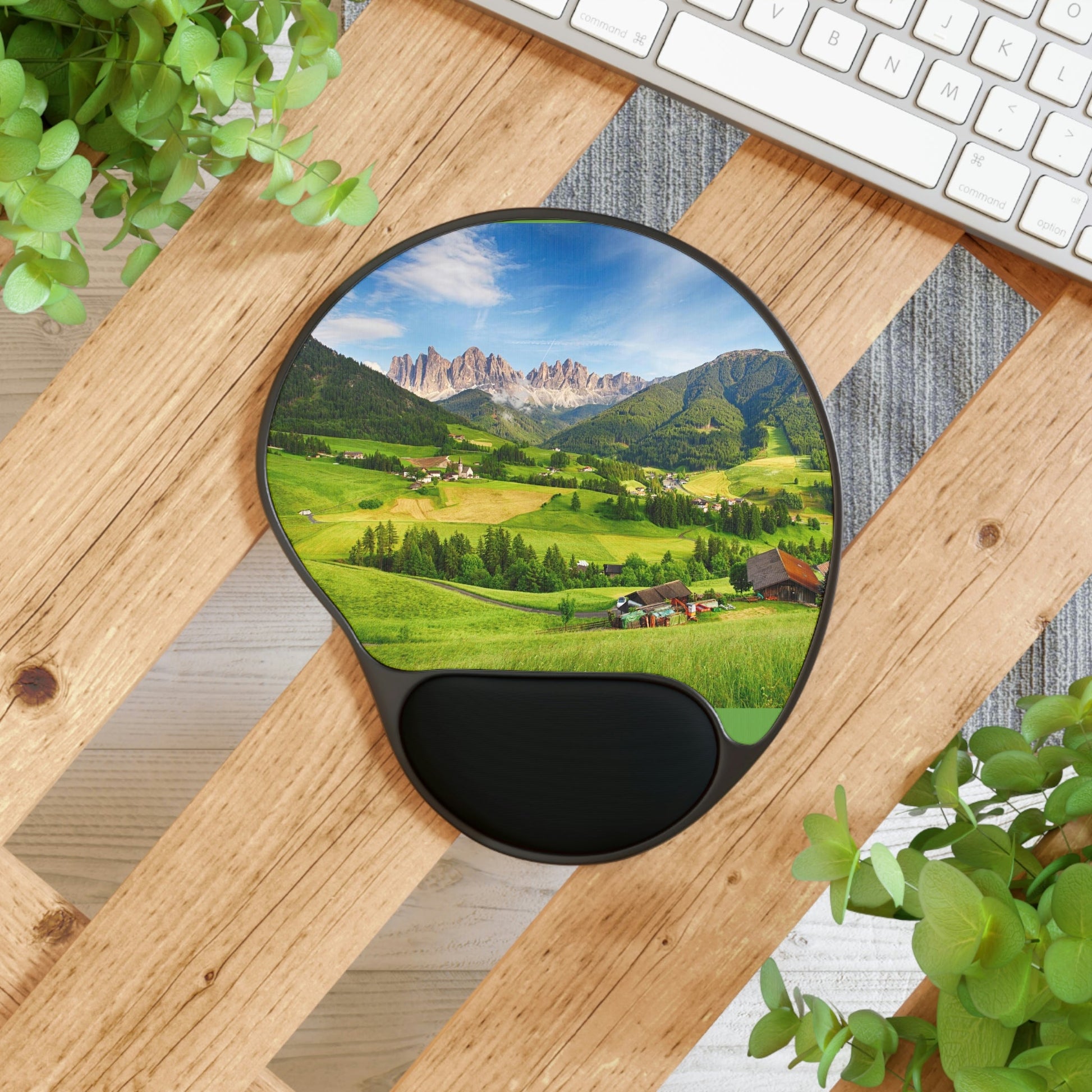 Ergonomic Mouse Pad With Wrist Rest - US Print - Dolomites ALPS, Mountain - Val di Funes - South Tyrol in Northern Italy - EUROPE - Green Forest Home