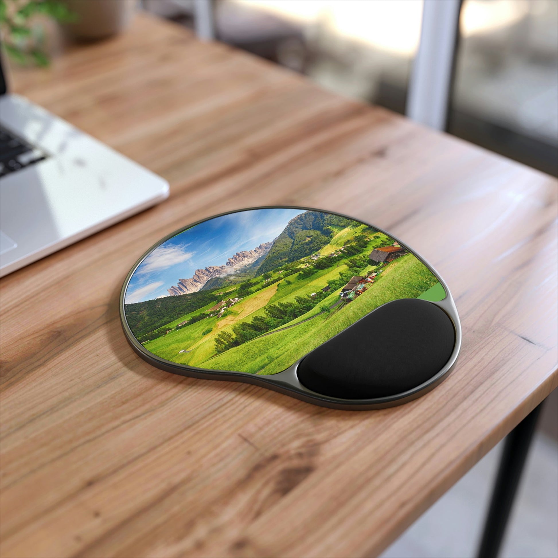 Ergonomic Mouse Pad With Wrist Rest - US Print - Dolomites ALPS, Mountain - Val di Funes - South Tyrol in Northern Italy - EUROPE - Green Forest Home