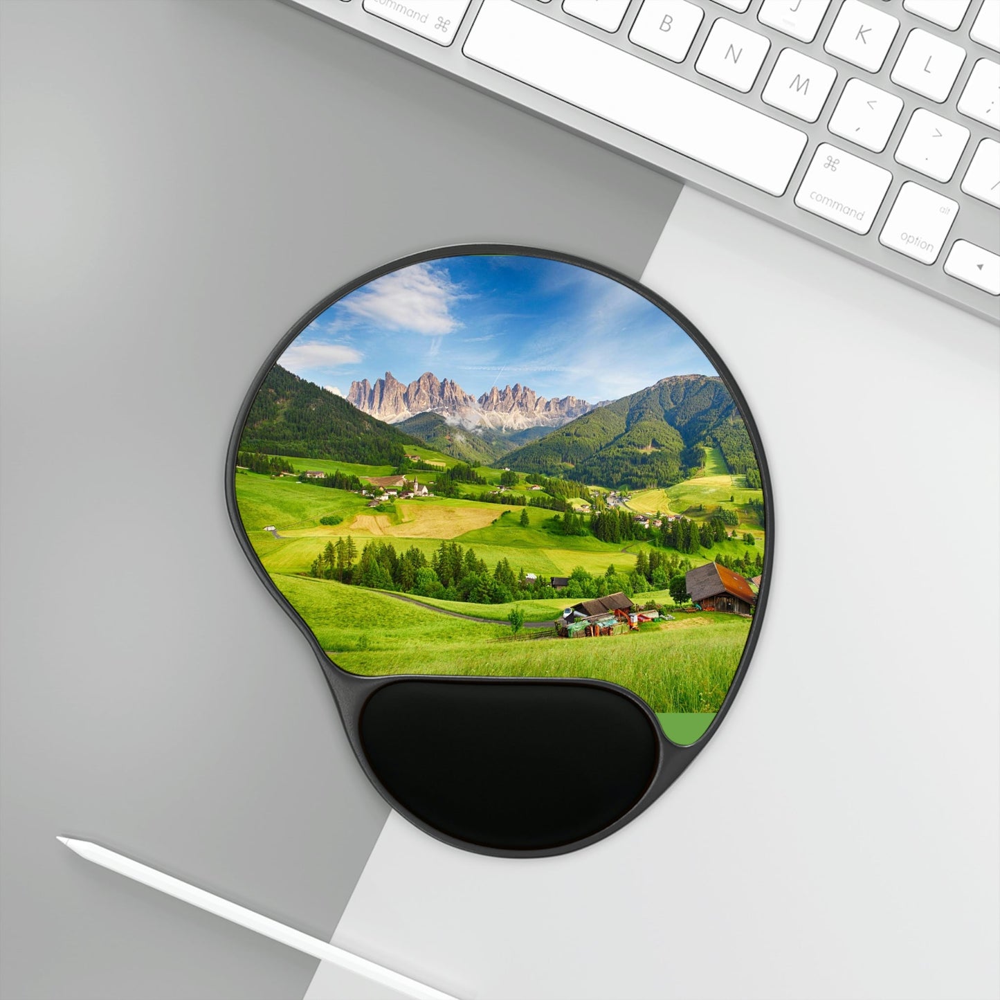 Ergonomic Mouse Pad With Wrist Rest - US Print - Dolomites ALPS, Mountain - Val di Funes - South Tyrol in Northern Italy - EUROPE - Green Forest Home