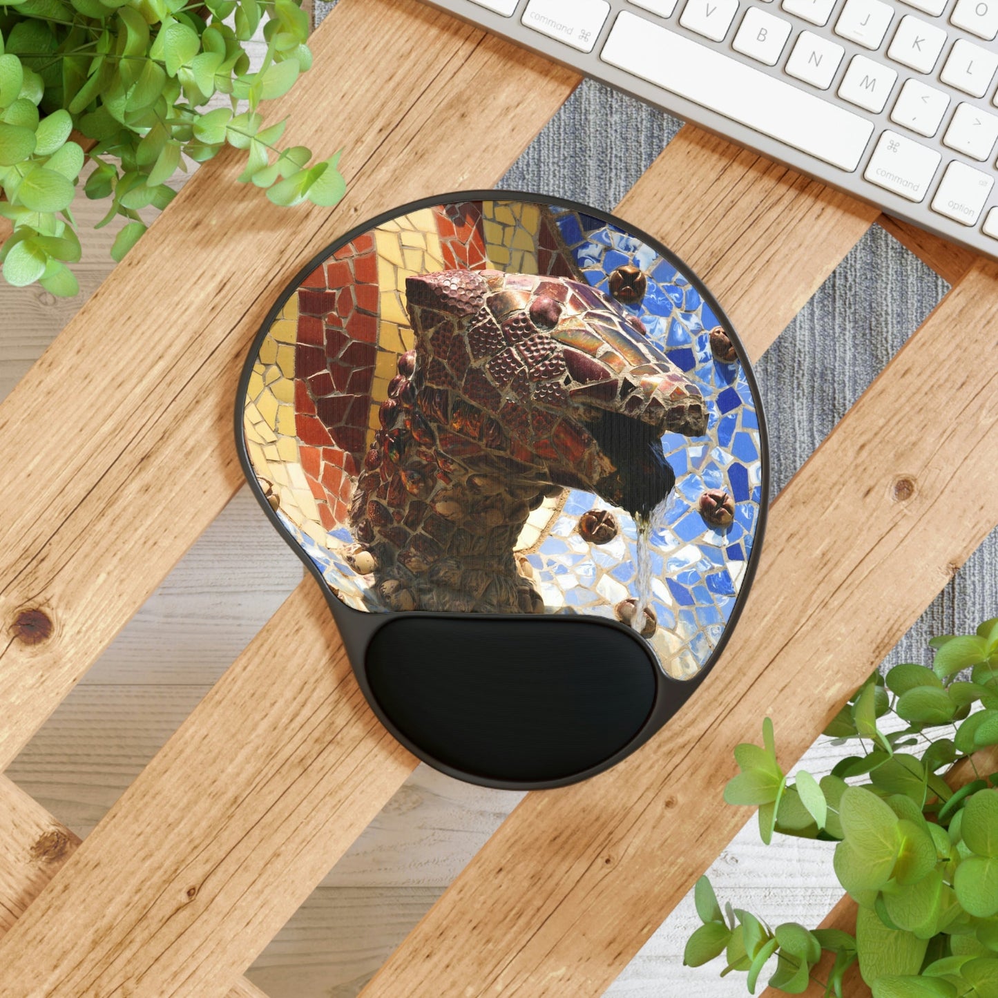 Ergonomic Mouse Pad With Wrist Rest - US Print - Gaudi's original works in SPAIN - EUROPE - Green Forest Home