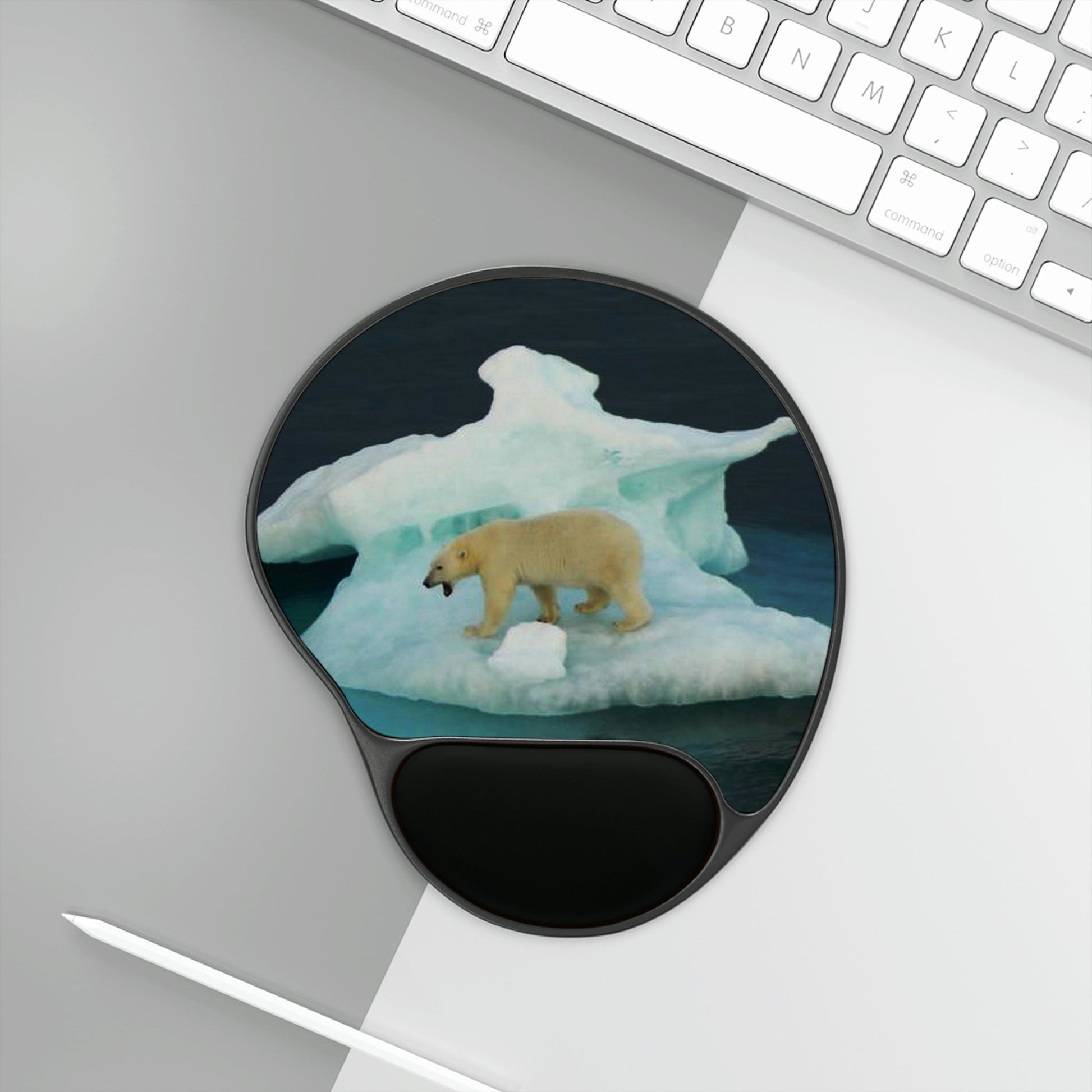 Ergonomic Mouse Pad With Wrist Rest - US Print - Global Warming due to Excess CO2 Melts the Ice Poles - NATURE - Green Forest Home