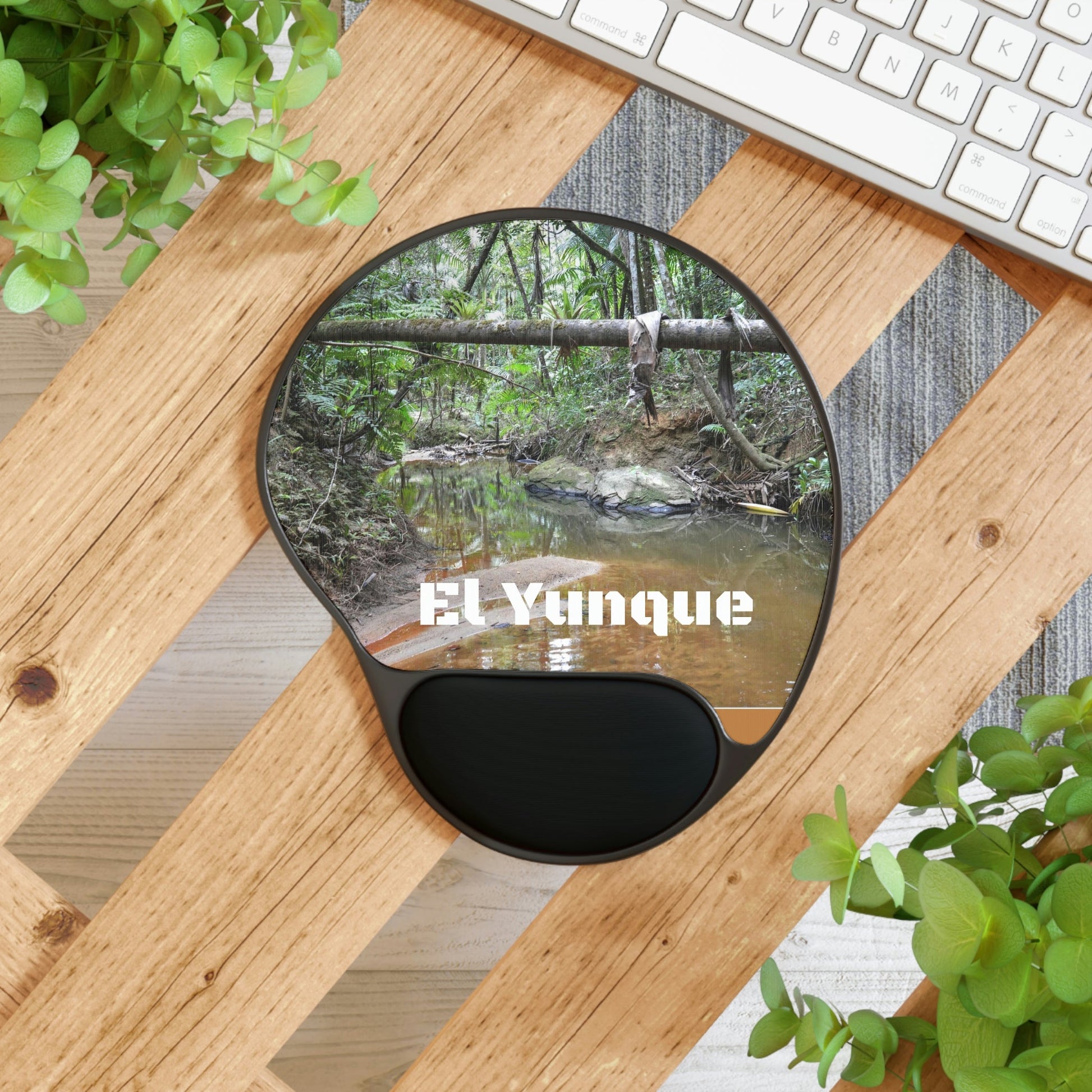 Ergonomic Mouse Pad With Wrist Rest - US PRINT - Holy Spirit River in El Yunque Rainforest - Puerto Rico USA FOREST - Green Forest Home