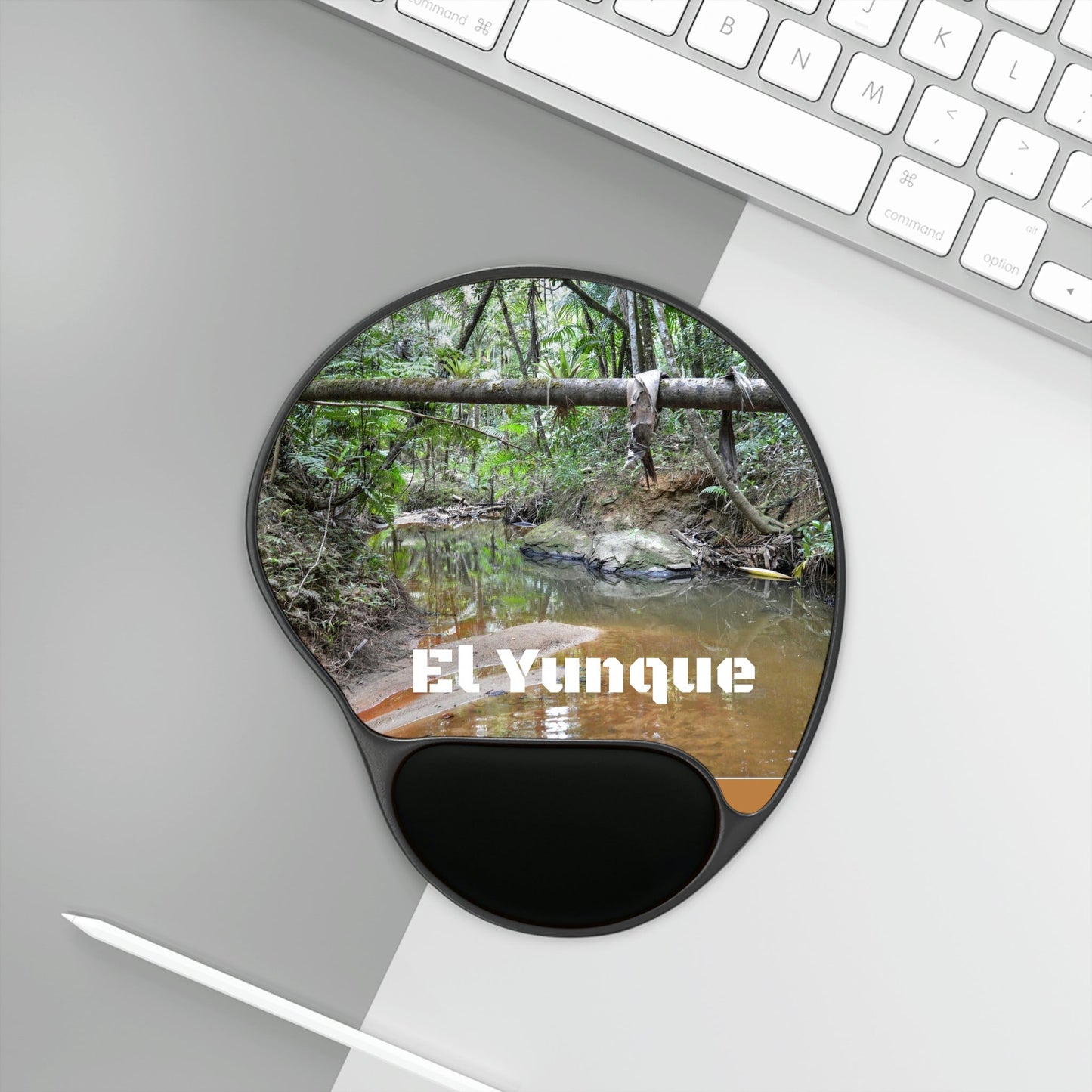 Ergonomic Mouse Pad With Wrist Rest - US PRINT - Holy Spirit River in El Yunque Rainforest - Puerto Rico USA FOREST - Green Forest Home