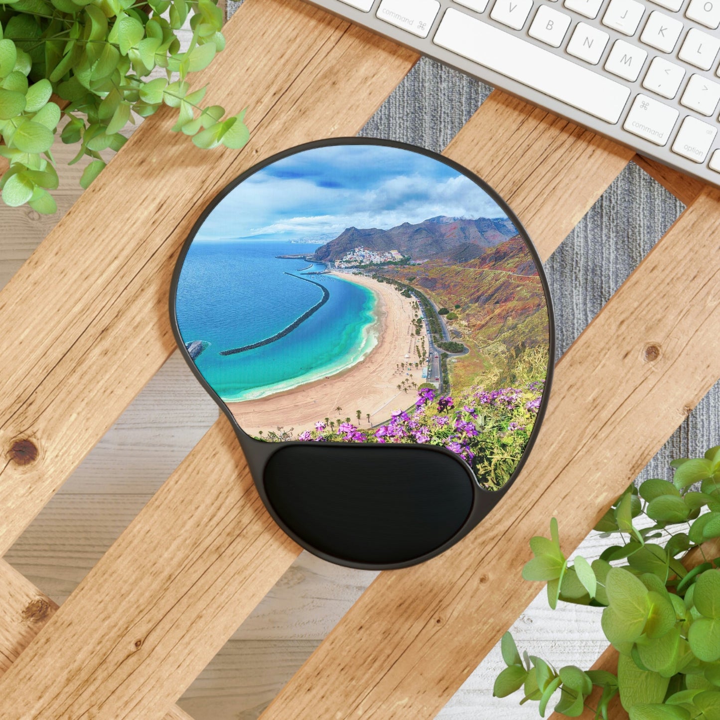 Ergonomic Mouse Pad With Wrist Rest - US Print - Las teresitas beach, Tenerife, Canary Islands - SPAIN - EUROPE - Green Forest Home